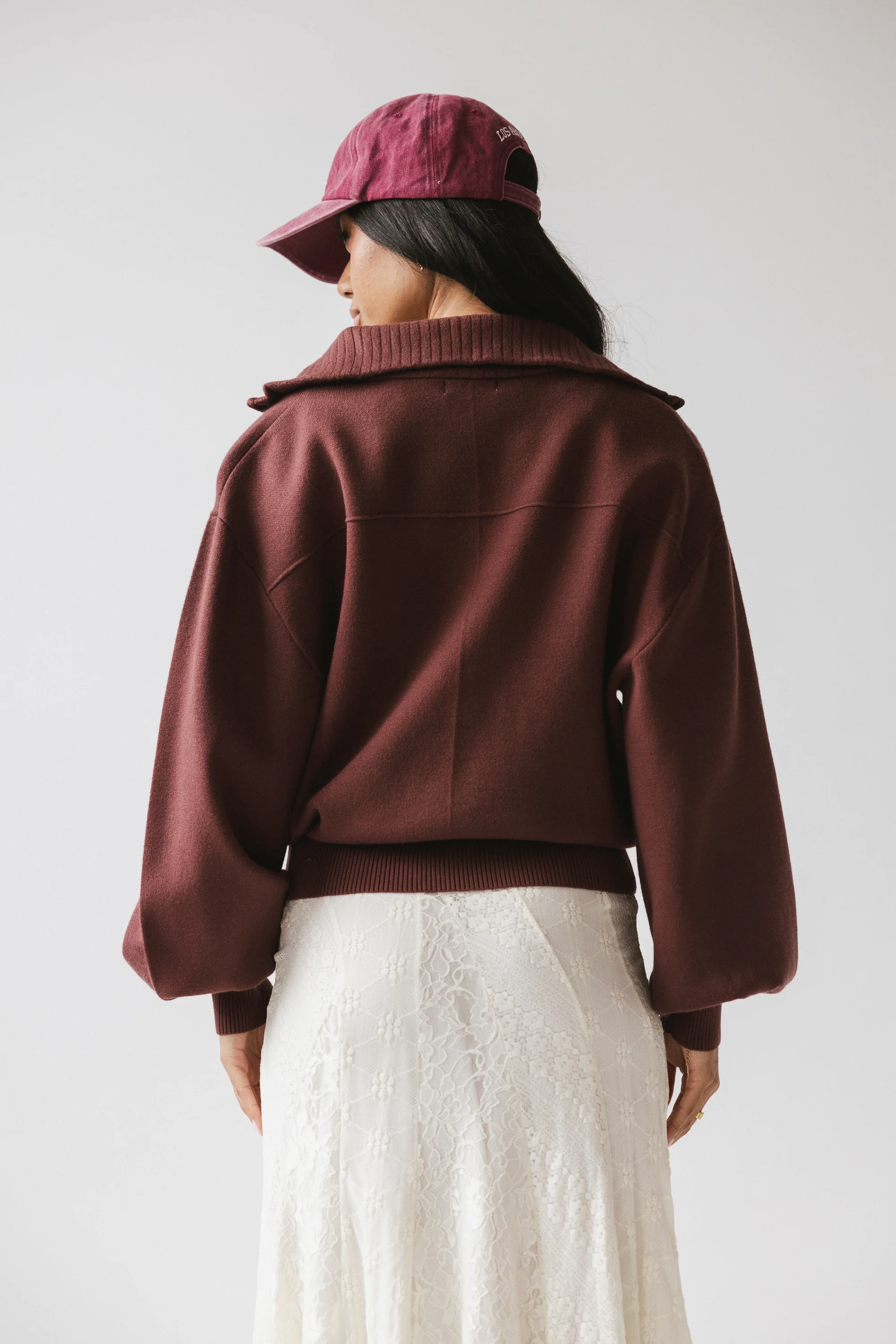 Markus Knit Bomber Jacket in Marsala - FINAL SALE - Image 3