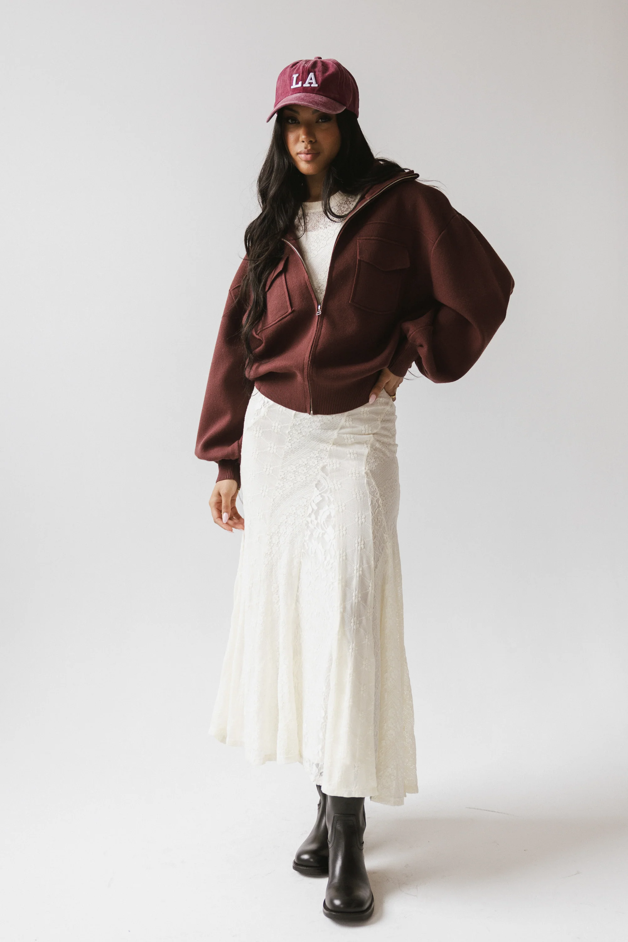 Markus Knit Bomber Jacket in Marsala - FINAL SALE - Image 5