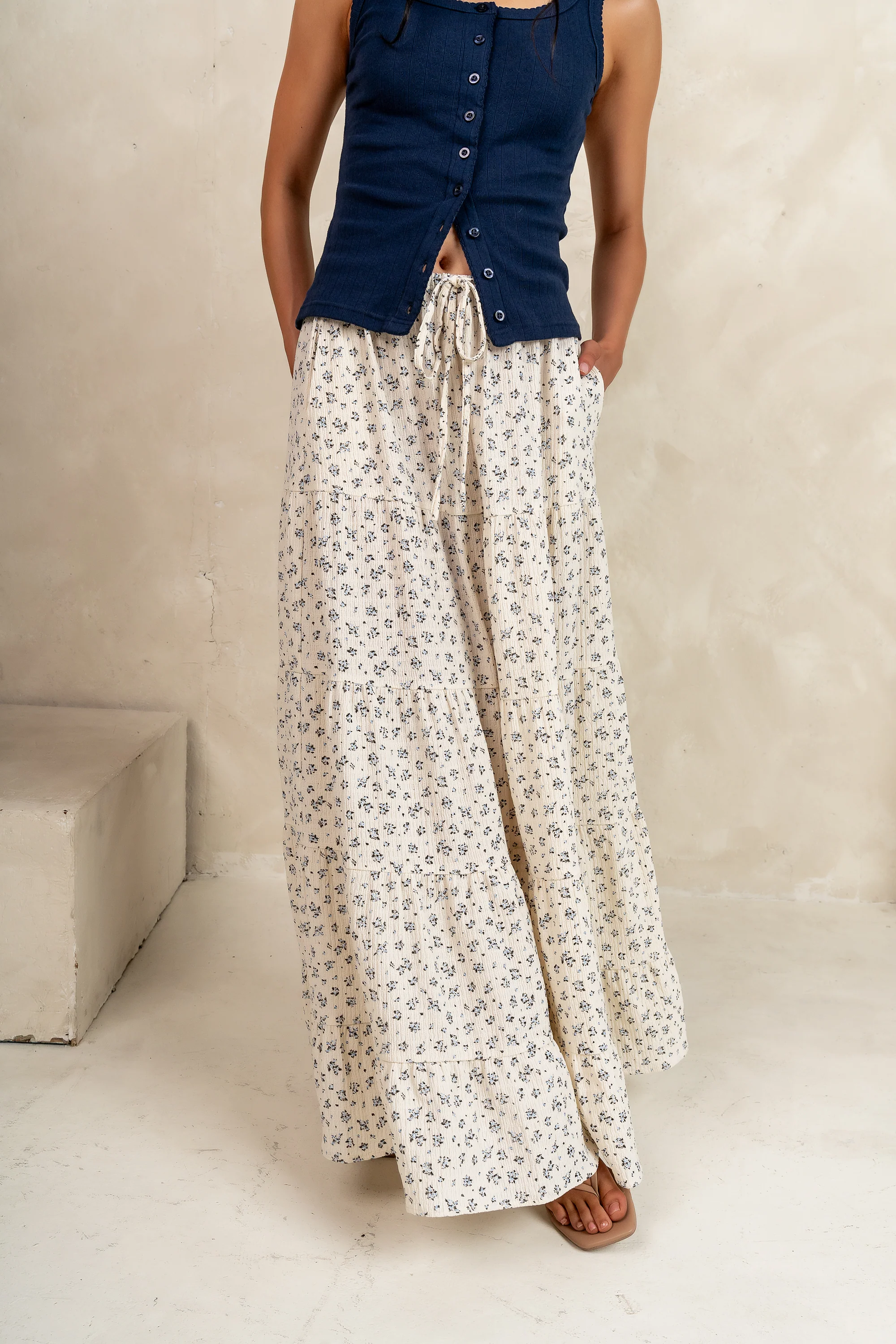 Marlee Floral Maxi Skirt in Cream - FINAL SALE - Image 5