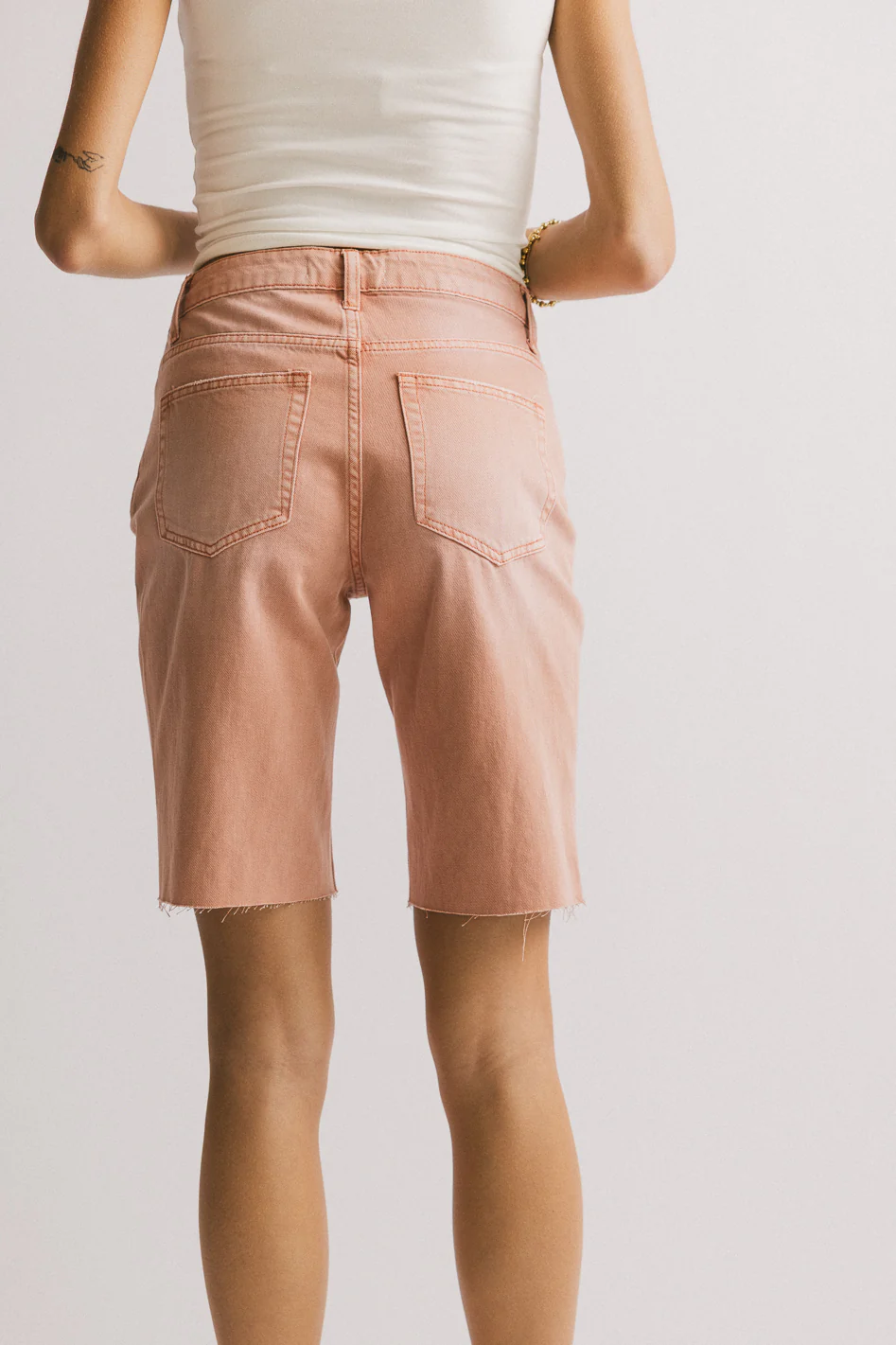 Marlene Denim Shorts in Salmon - FINAL SALE - Image 3
