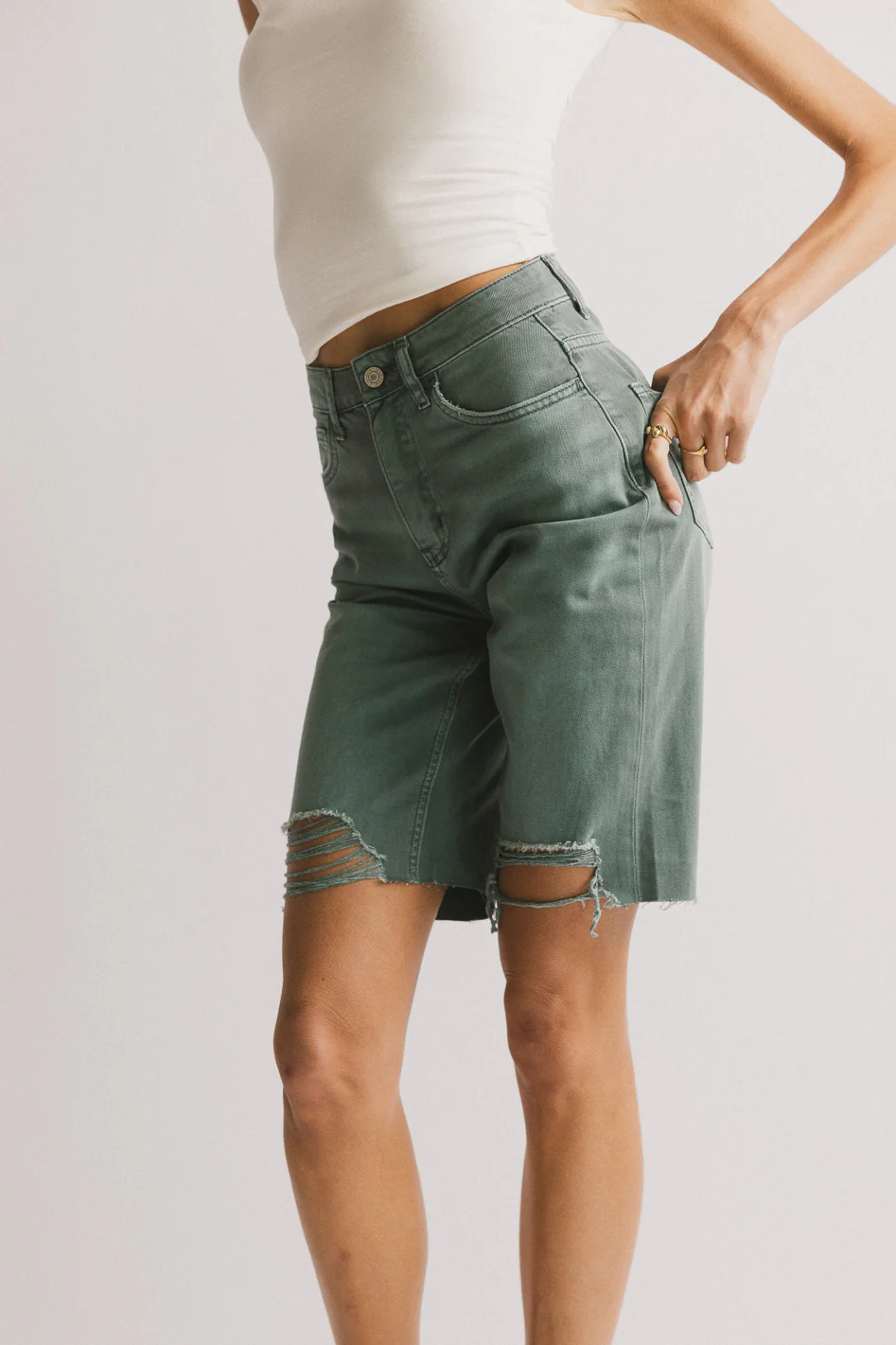 Marlene Denim Shorts in Teal - FINAL SALE - Image 3