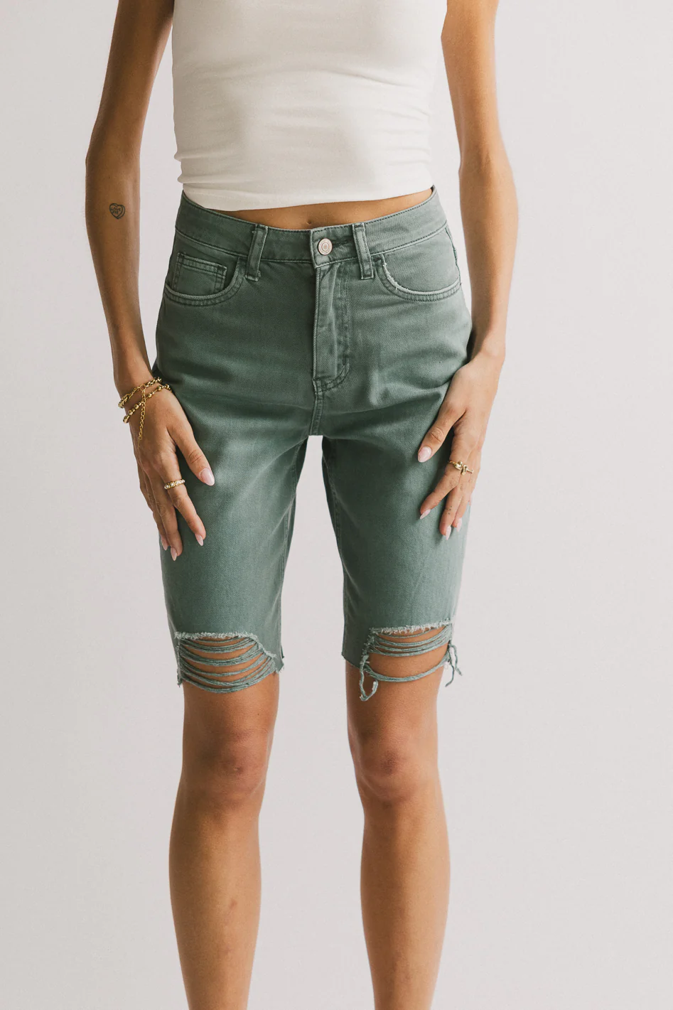 Marlene Denim Shorts in Teal - FINAL SALE - Image 4