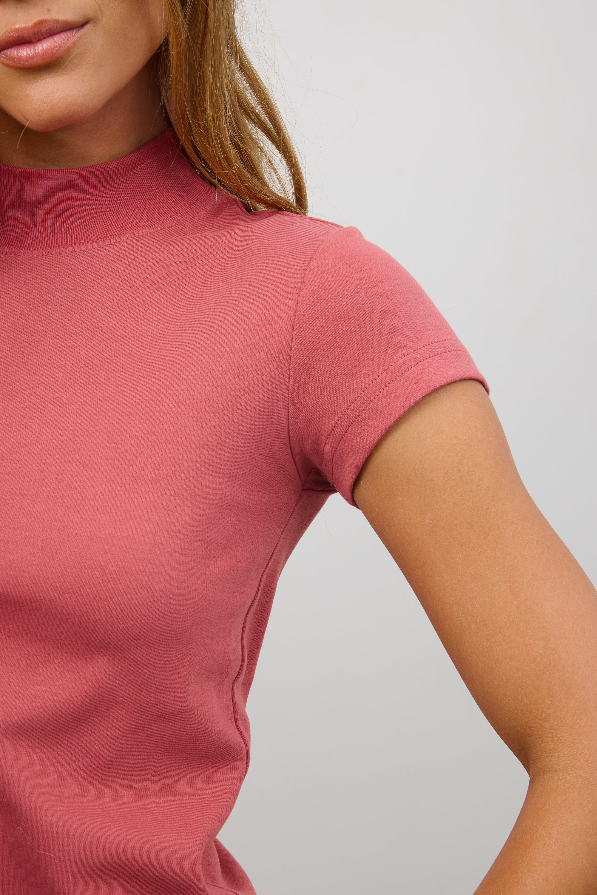 Marley Mock Neck Tee in Berry - FINAL SALE - Image 5