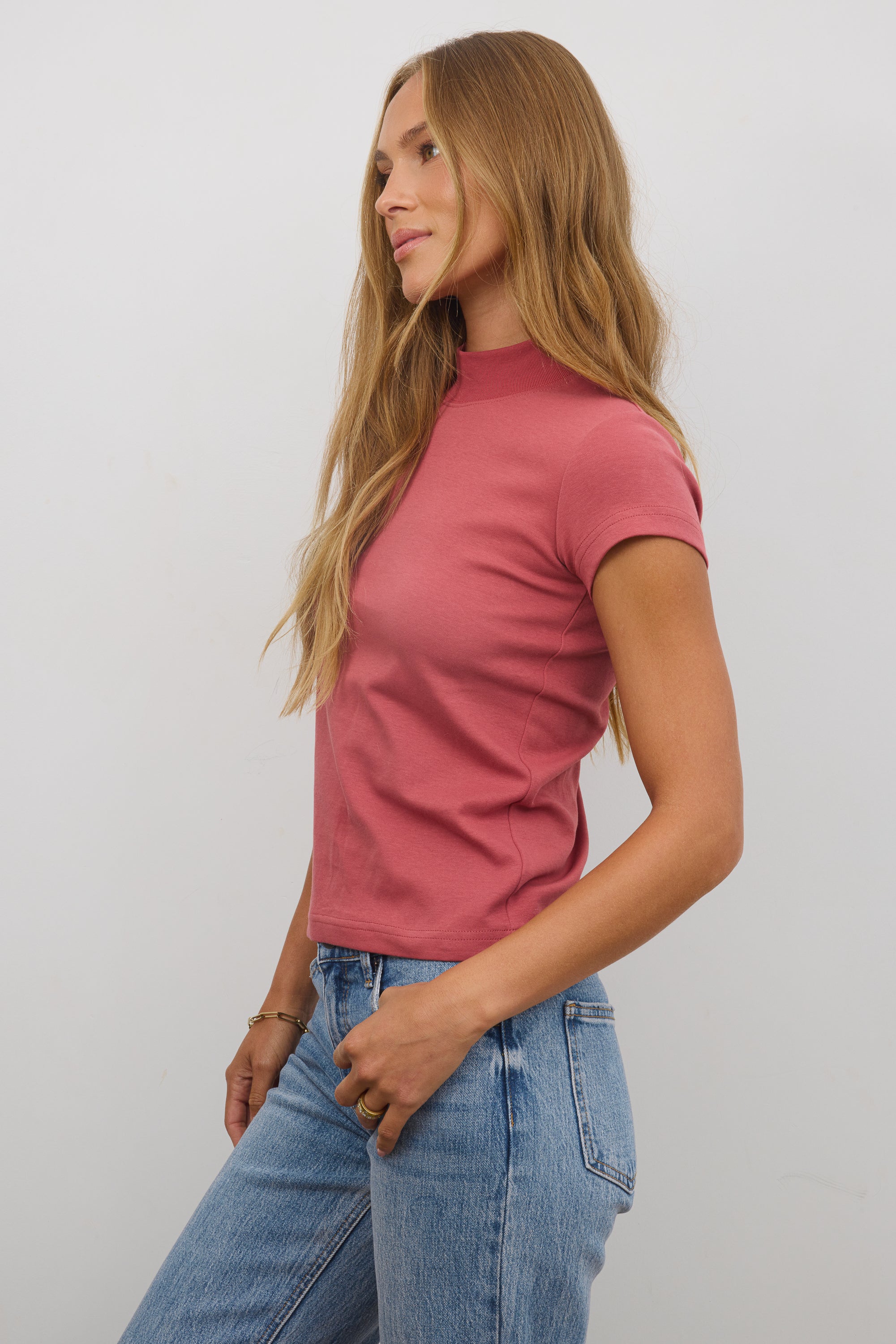 Marley Mock Neck Tee in Berry - FINAL SALE - Image 6