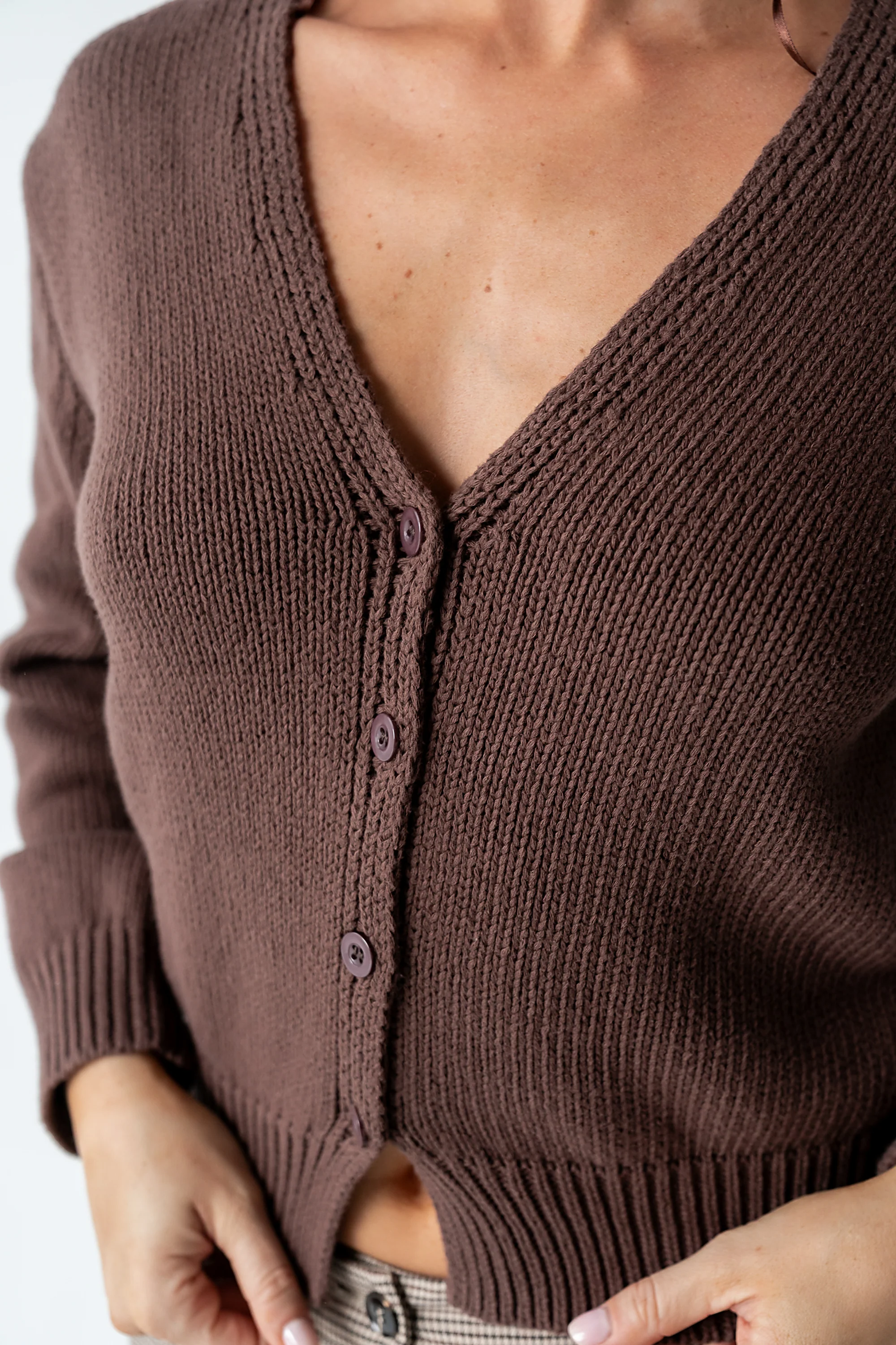 Marlie Knit Cardigan in Brown - Image 4