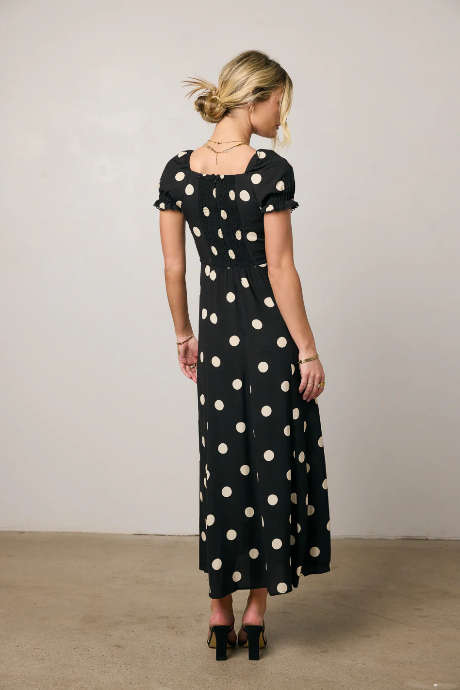 Marlow Polka Dot Maxi Dress In Black - FINAL SALE - Image 7