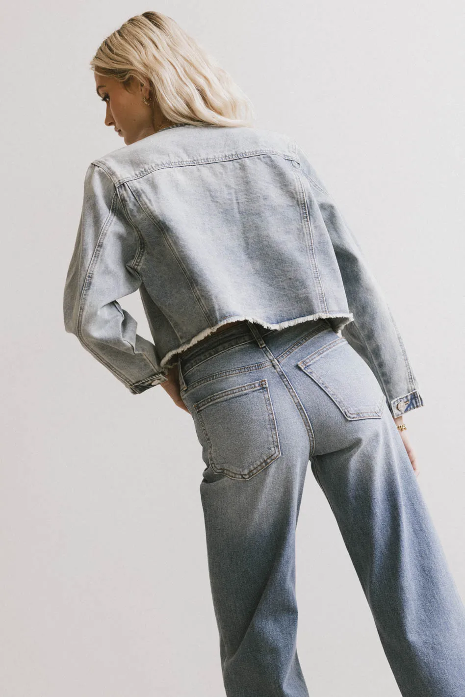 Marlowe Cropped Denim Jacket - FINAL SALE - Image 5