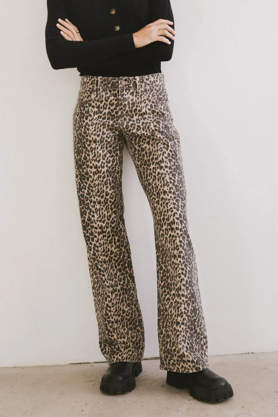 Marshall Straight Leg Jeans in Leopard - Image 2