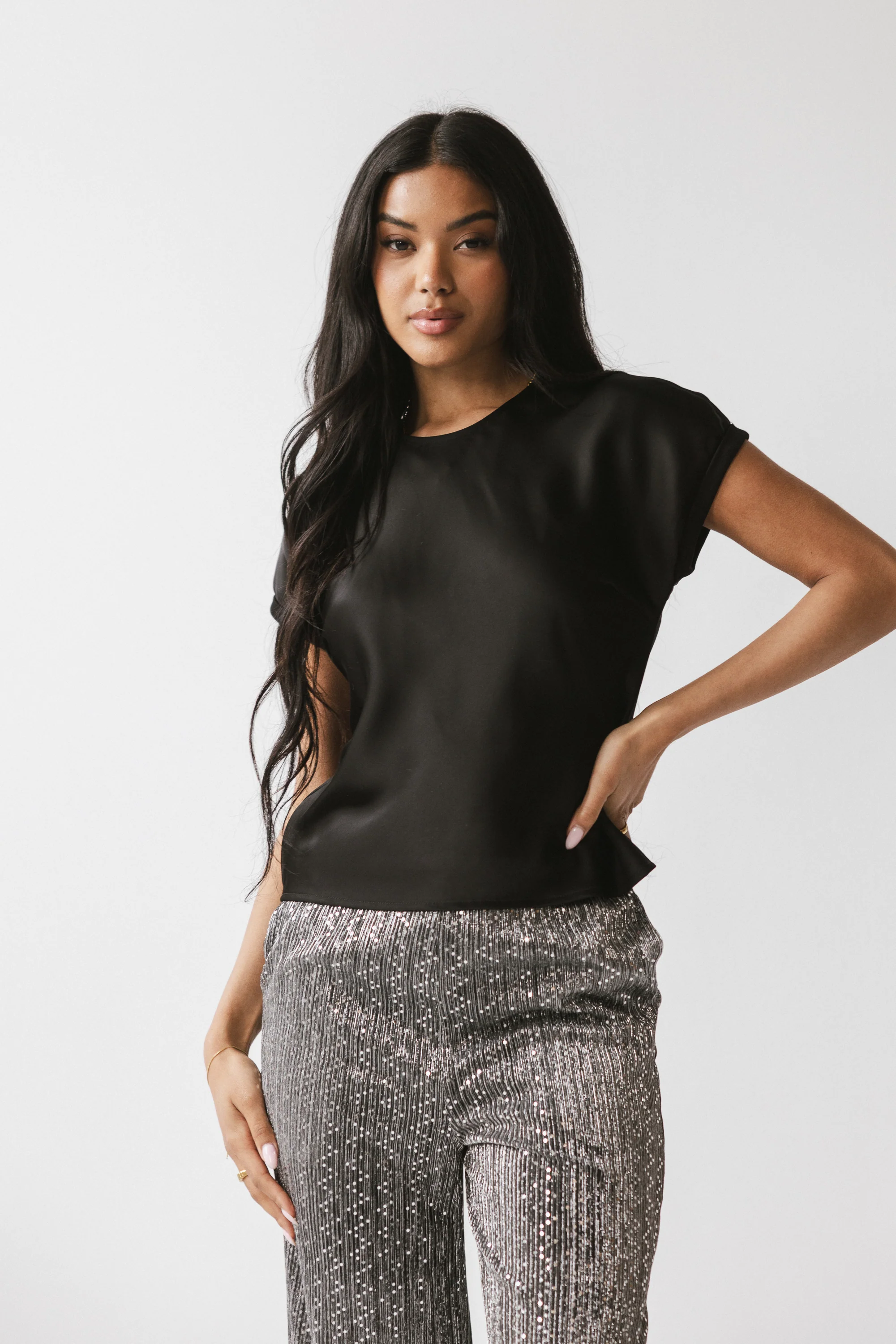 Marvin Satin Blouse in Black - FINAL SALE - Image 2