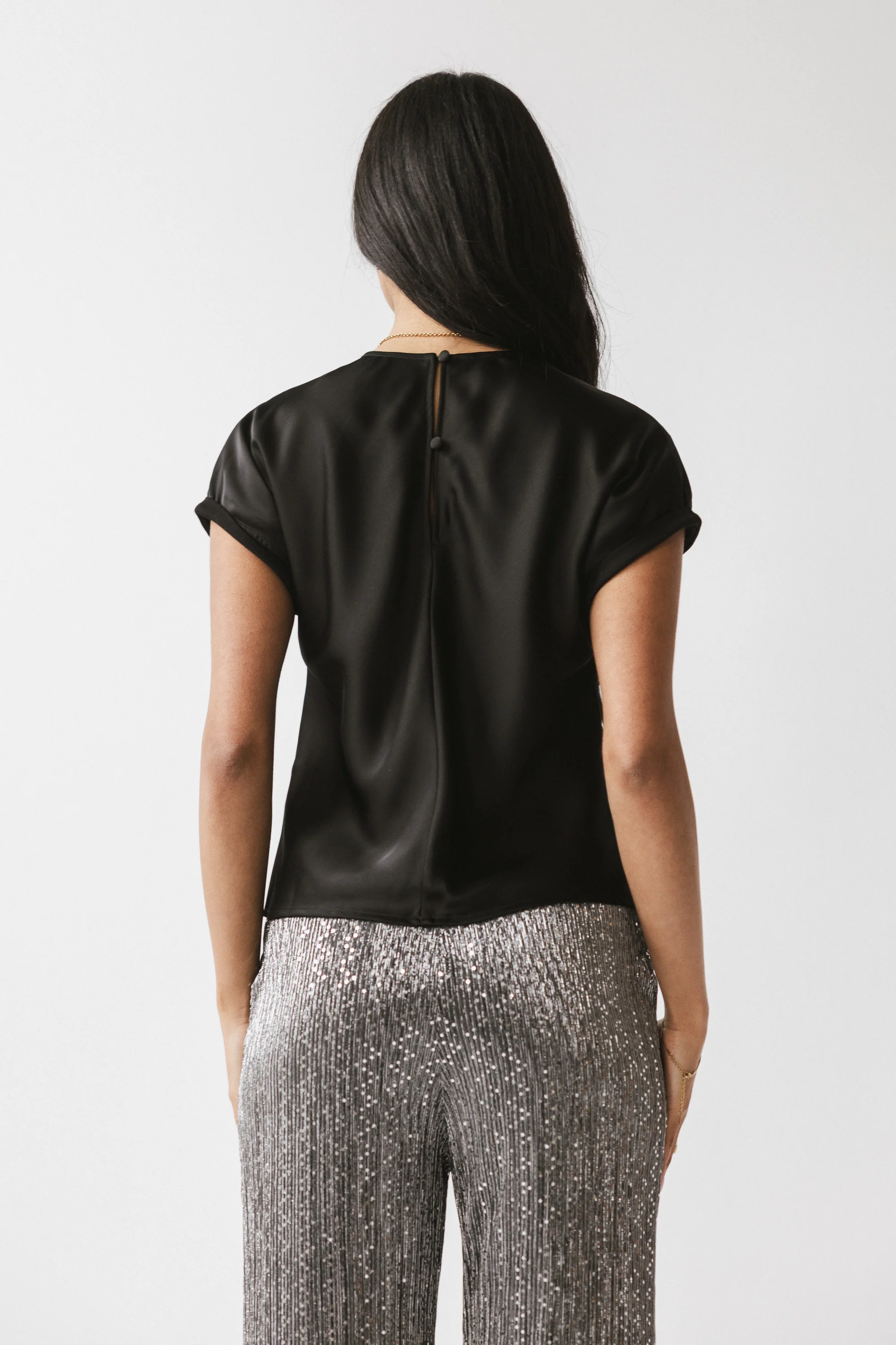 Marvin Satin Blouse in Black - FINAL SALE - Image 3