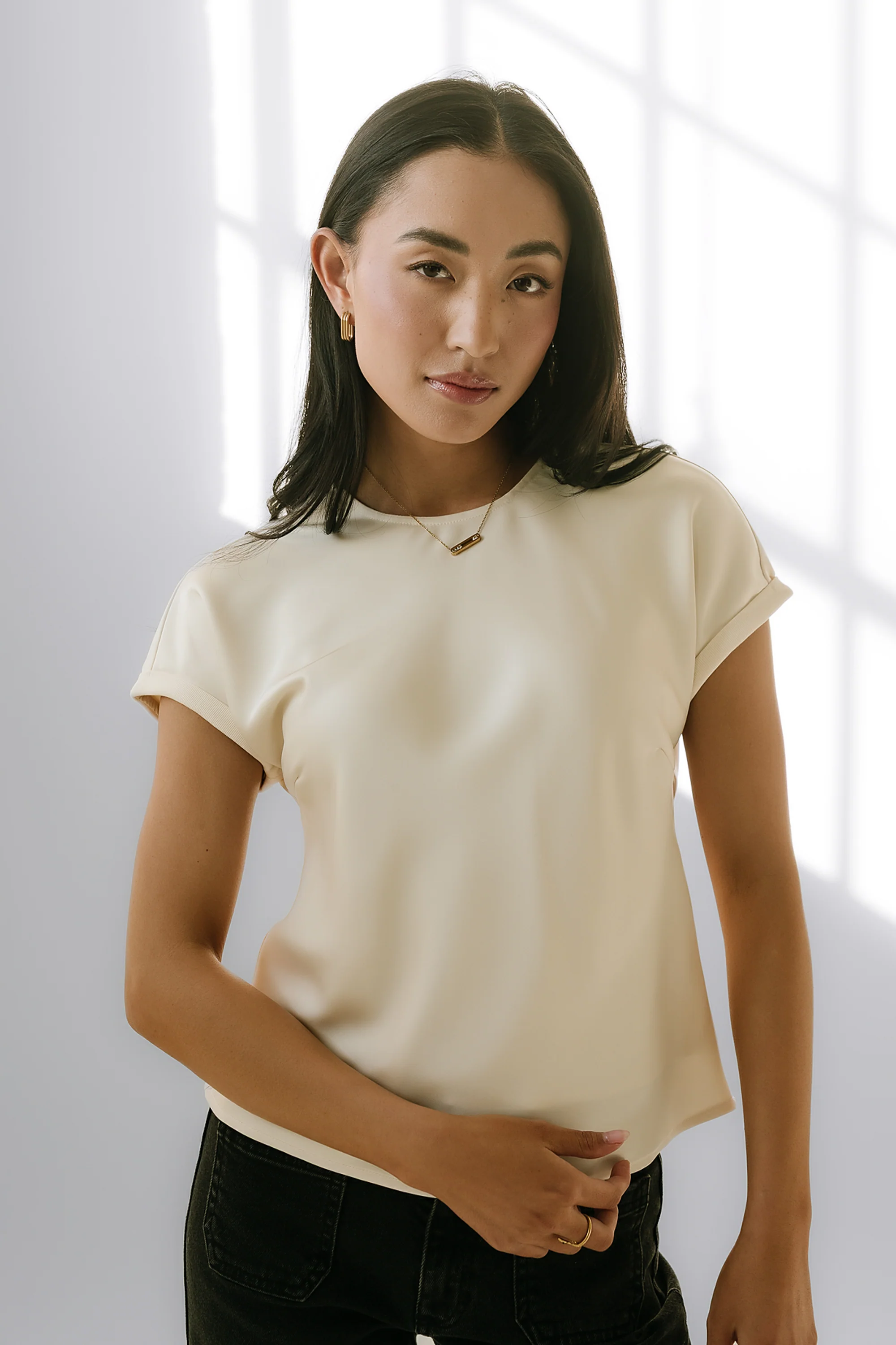 Marvin Satin Blouse in Cream - FINAL SALE
