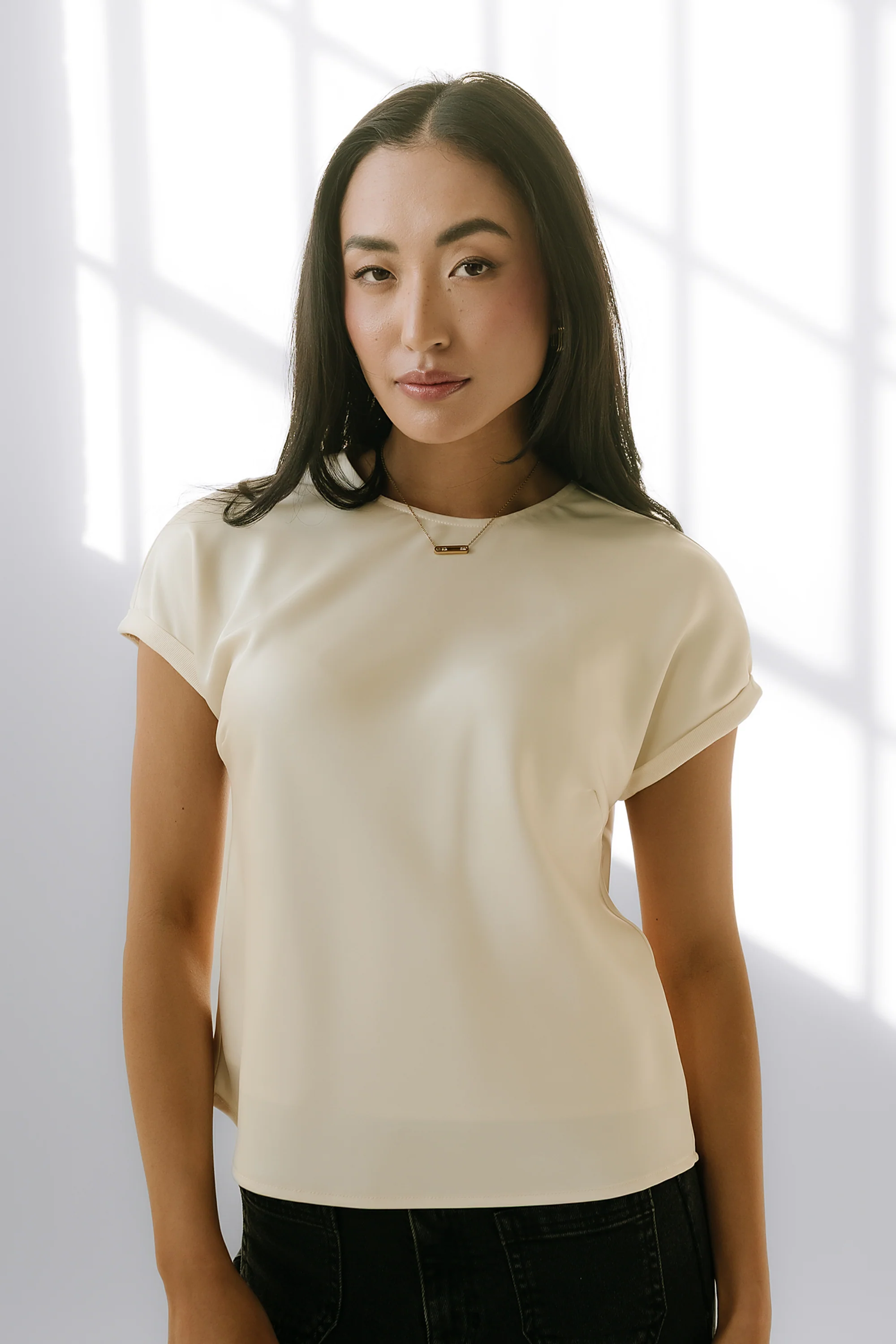 Marvin Satin Blouse in Cream - FINAL SALE - Image 2