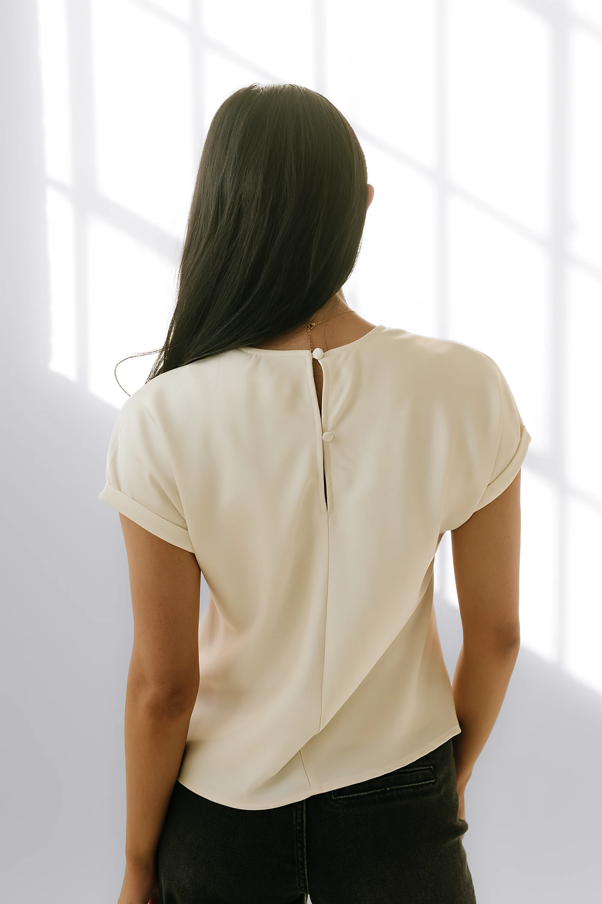 Marvin Satin Blouse in Cream - FINAL SALE - Image 3