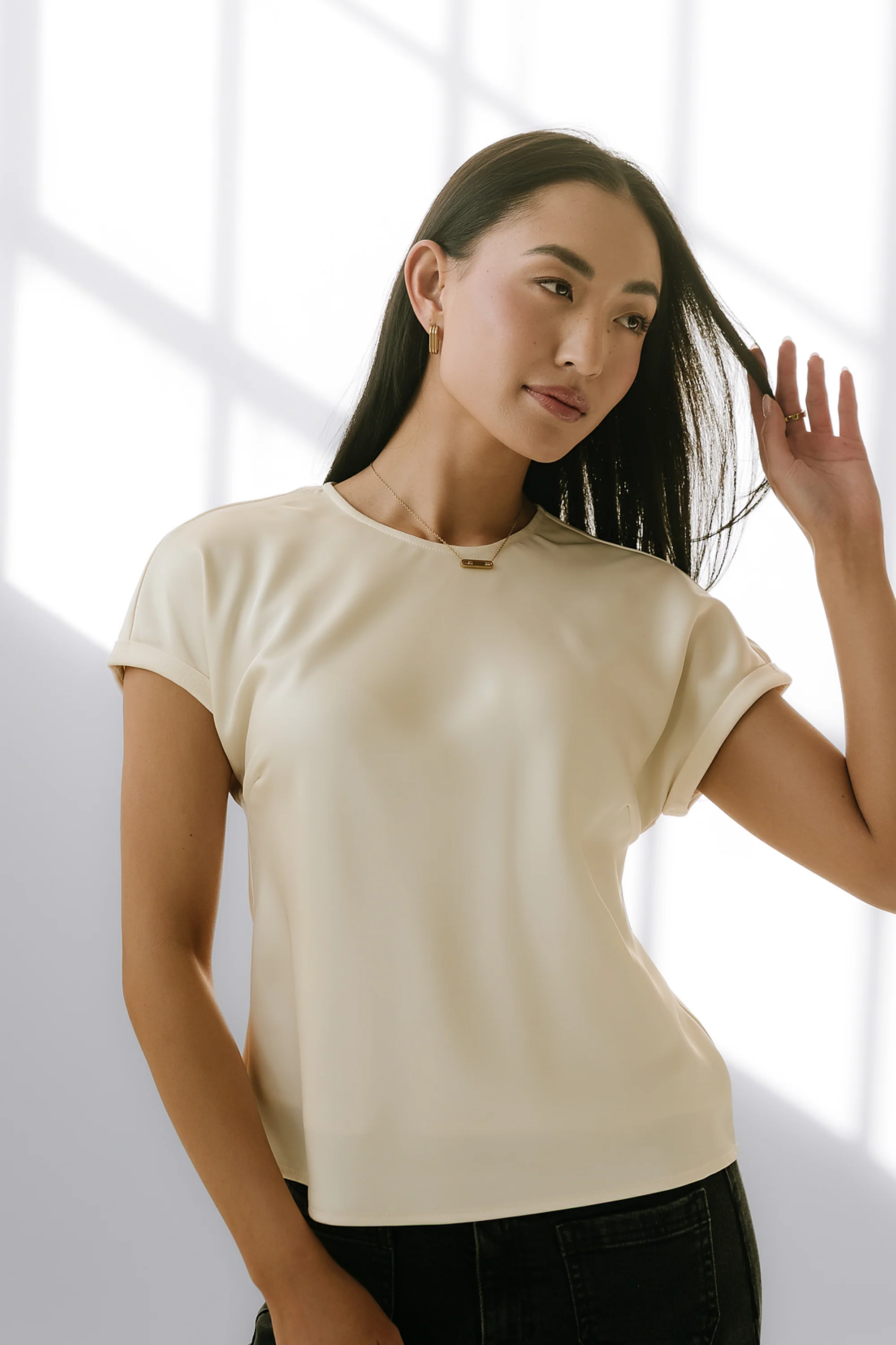 Marvin Satin Blouse in Cream - FINAL SALE - Image 4