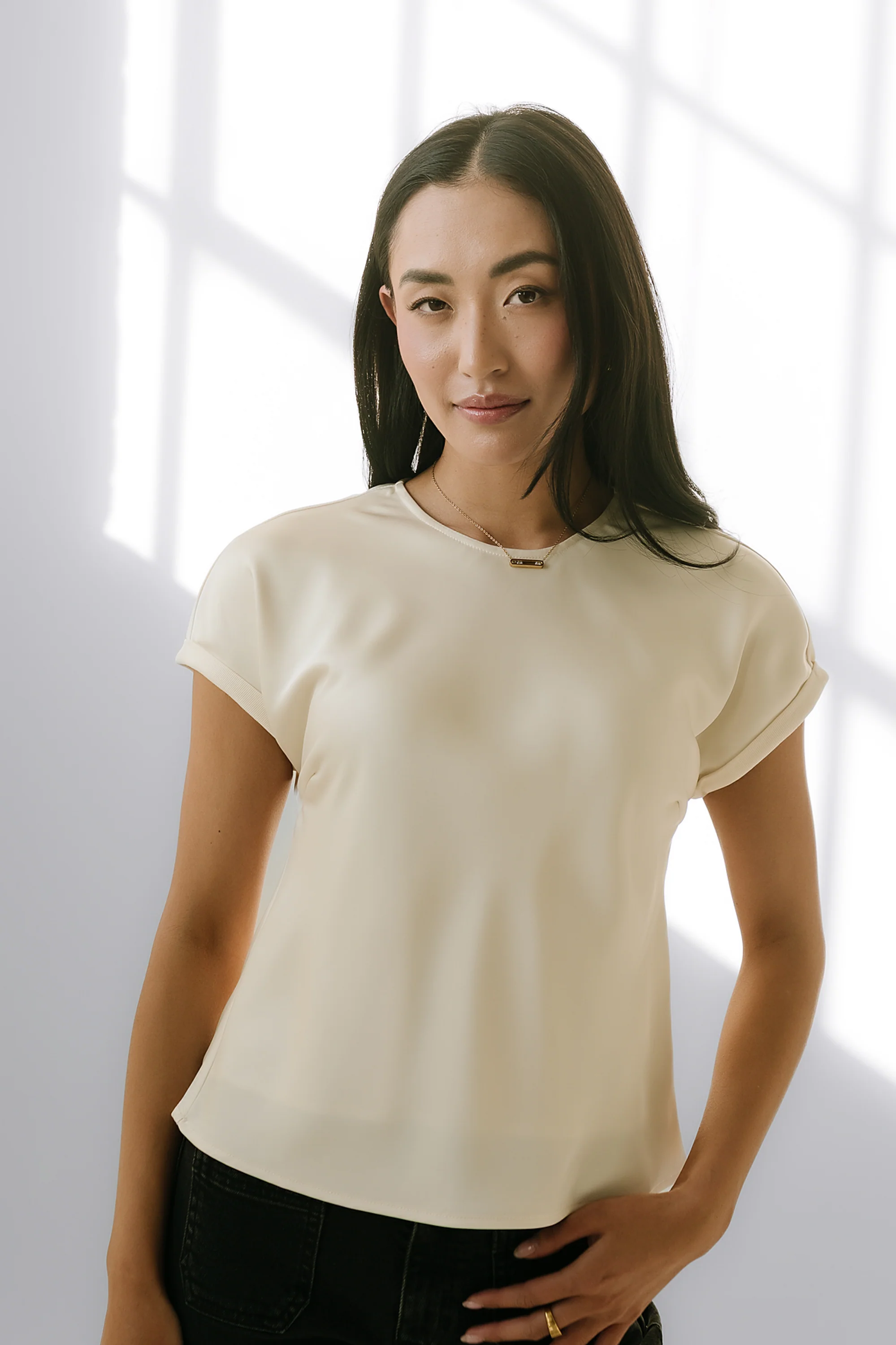 Marvin Satin Blouse in Cream - FINAL SALE - Image 5
