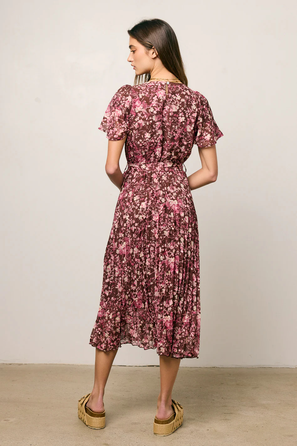 Mary Anne Floral Midi Dress in Brown - FINAL SALE - Image 3