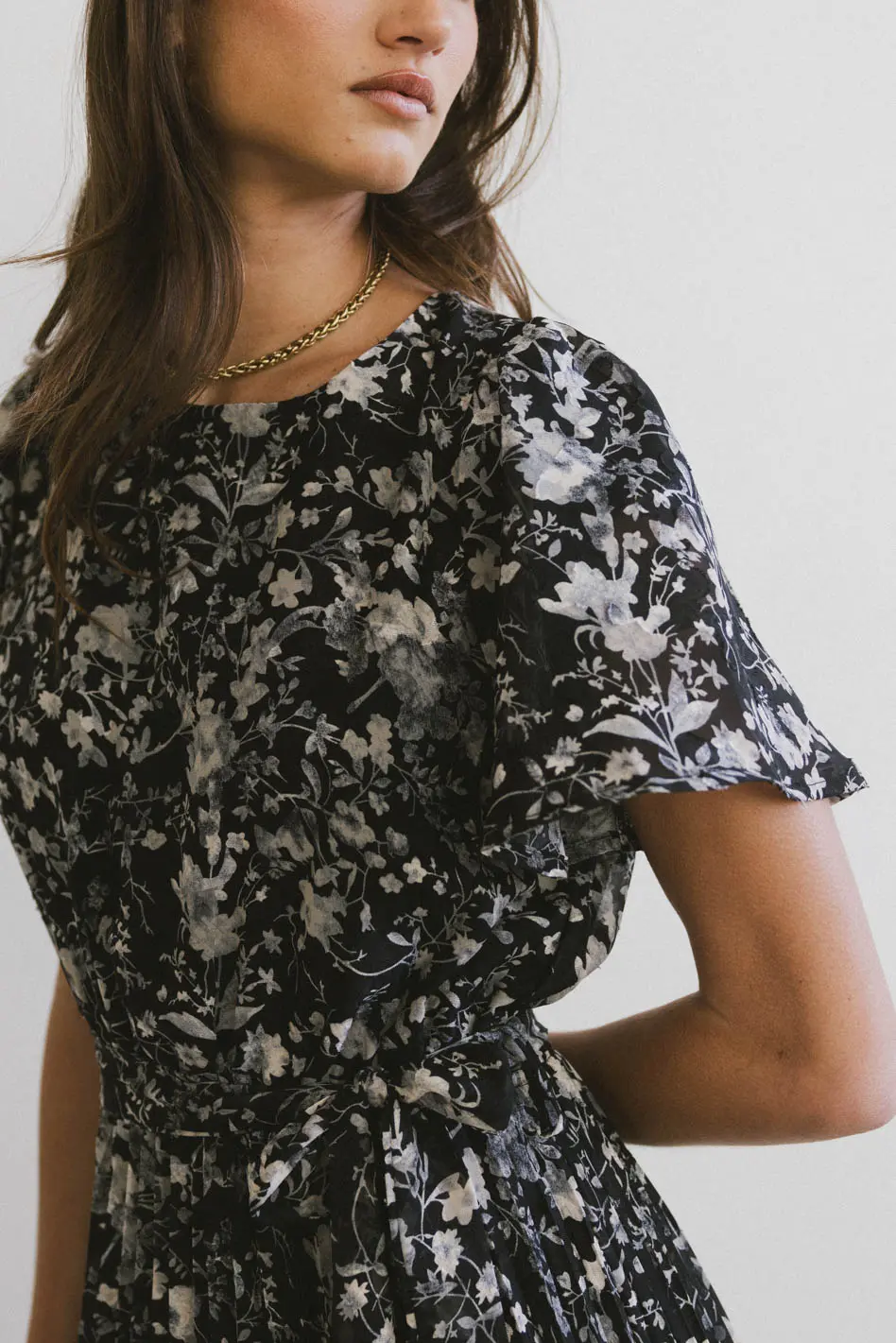 Mary Anne Floral Midi Dress in Black - FINAL SALE - Image 3