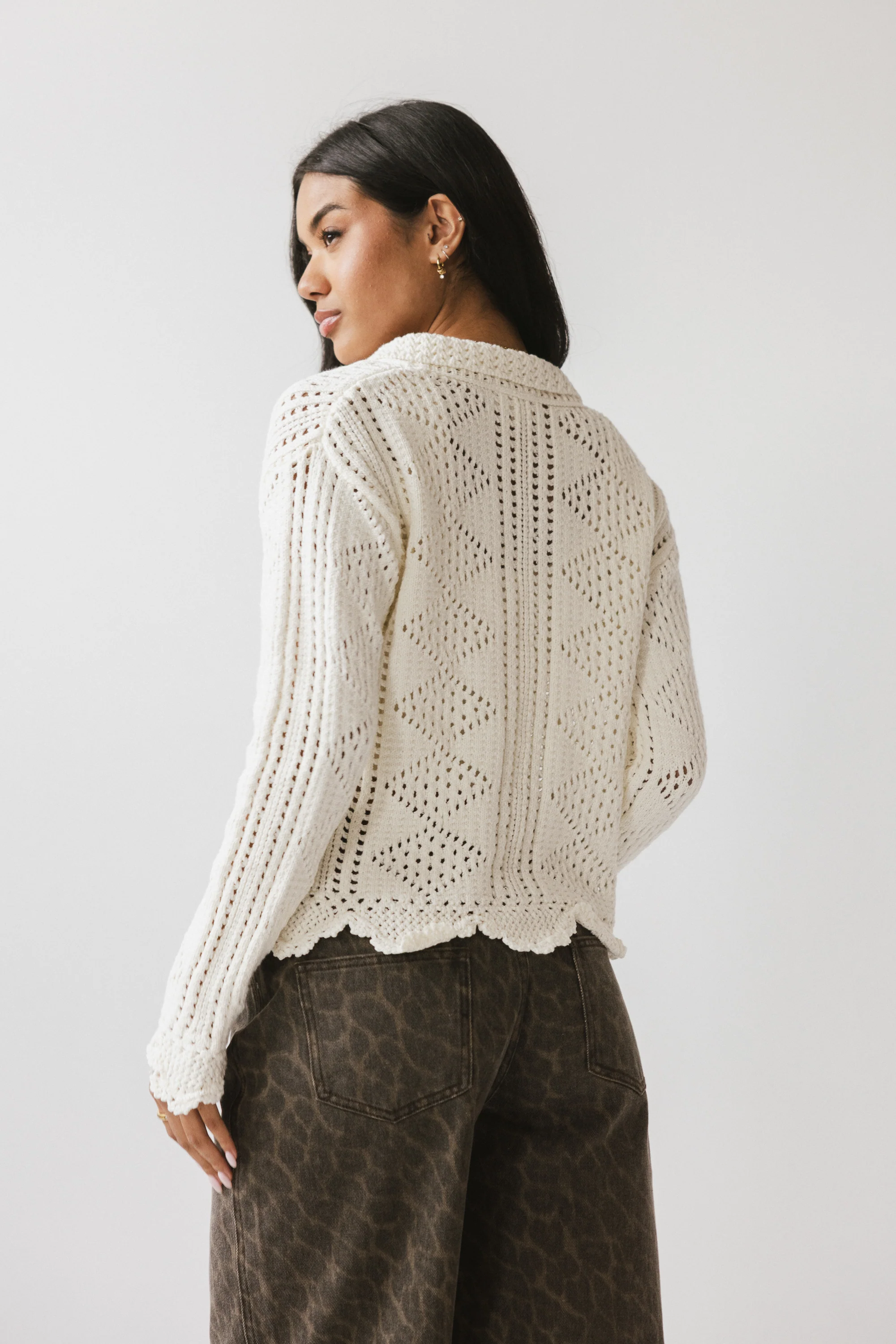 Mary Crochet Cardigan in Off White - FINAL SALE - Image 3