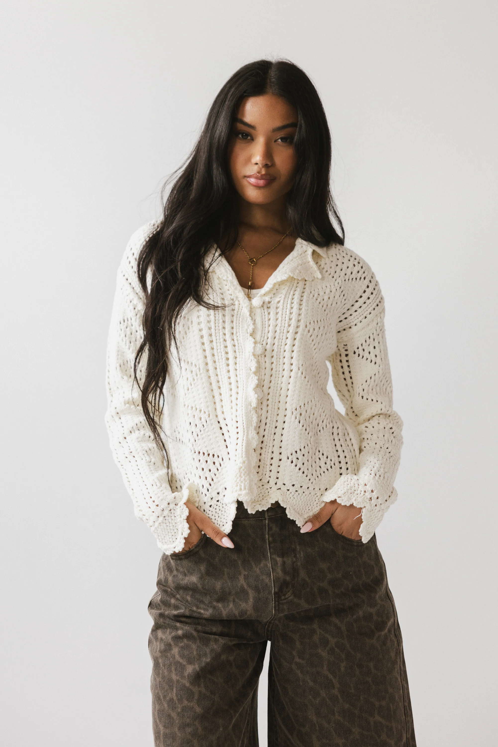 Mary Crochet Cardigan in Off White - FINAL SALE - Image 4
