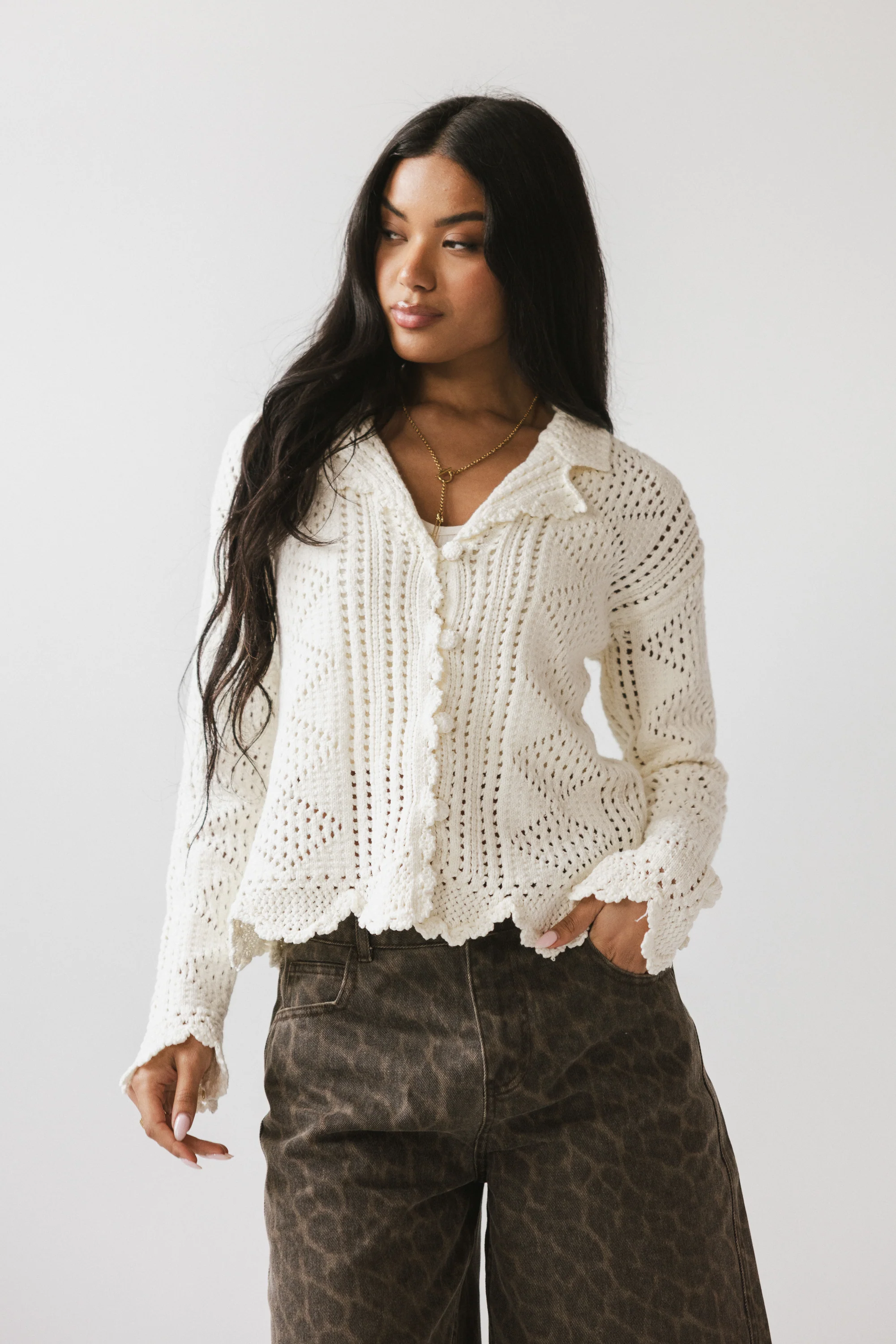 Mary Crochet Cardigan in Off White - FINAL SALE - Image 5