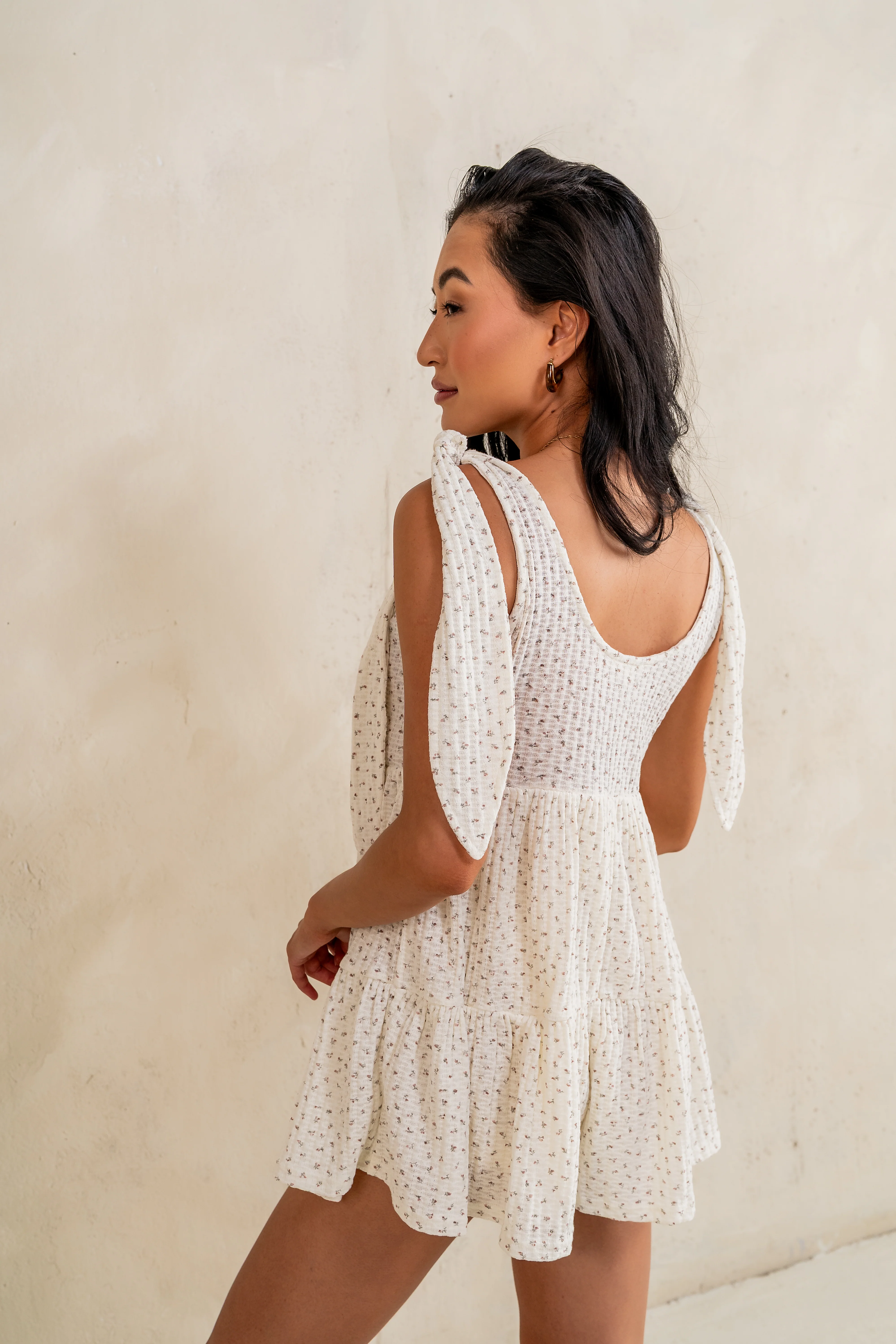 Mary Floral Knit Romper in Ivory - FINAL SALE - Image 4