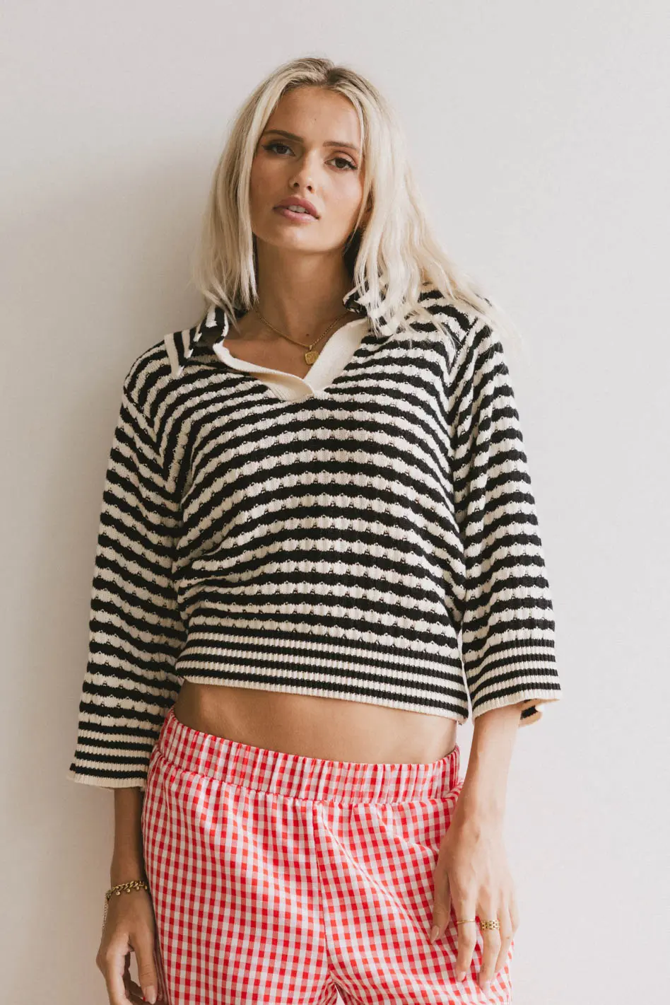 Mason Collared Sweater in Black - FINAL SALE - Image 3