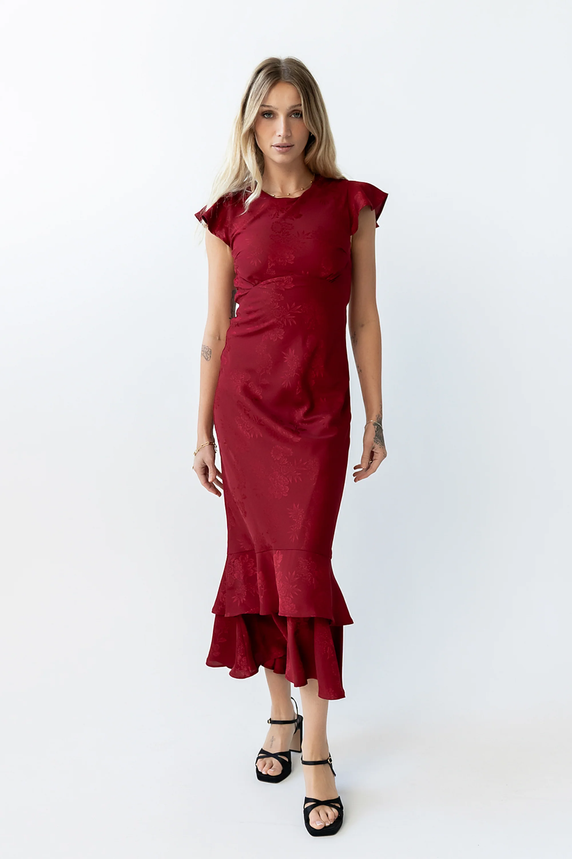 Mateo Floral Maxi Dress in Red