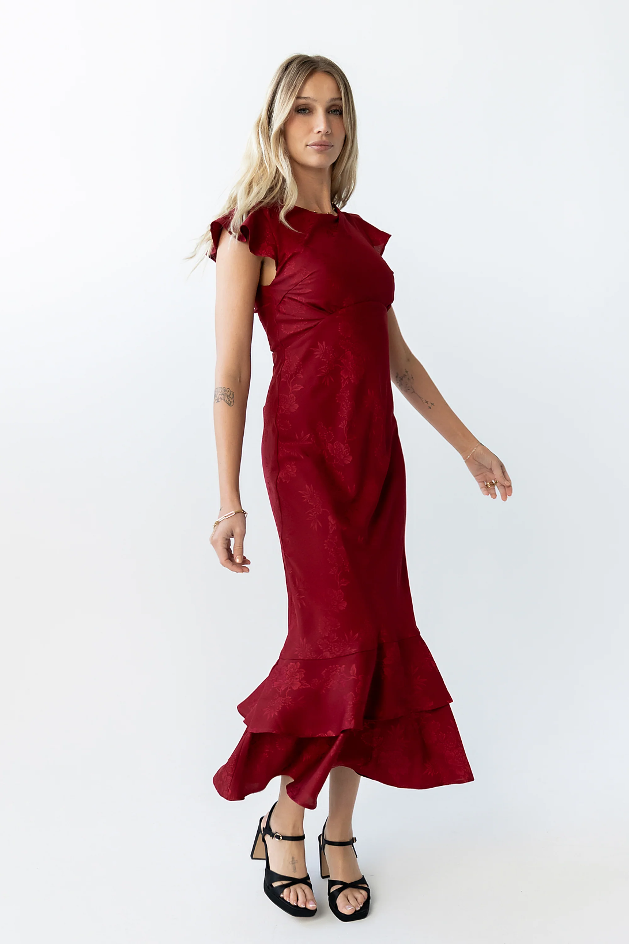 Mateo Floral Maxi Dress in Red - Image 3