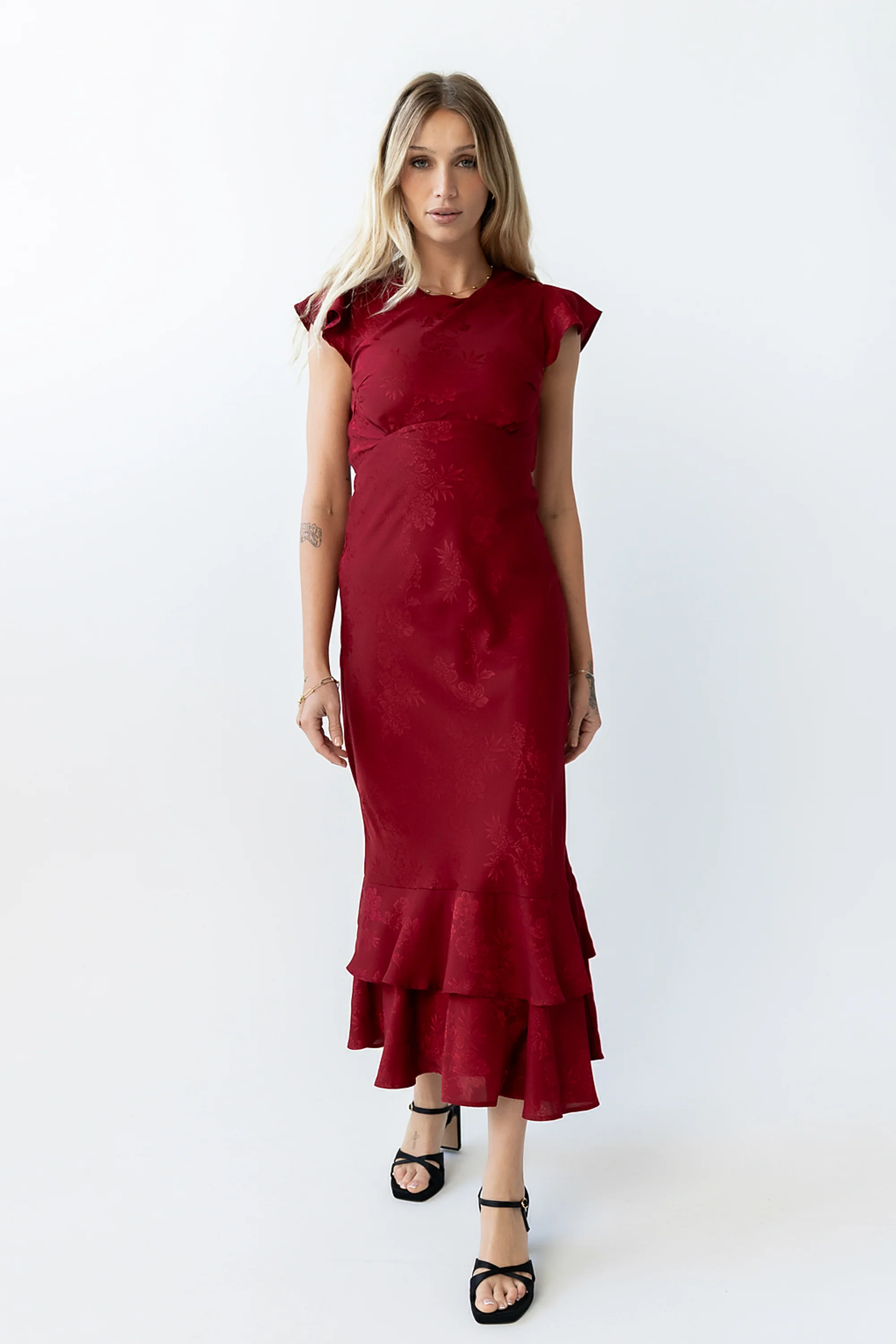 Mateo Floral Maxi Dress in Red - Image 4