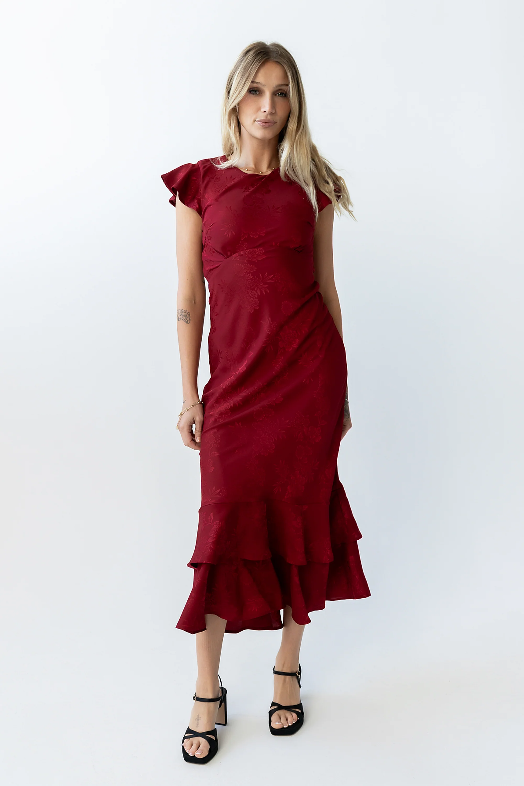 Mateo Floral Maxi Dress in Red - Image 6