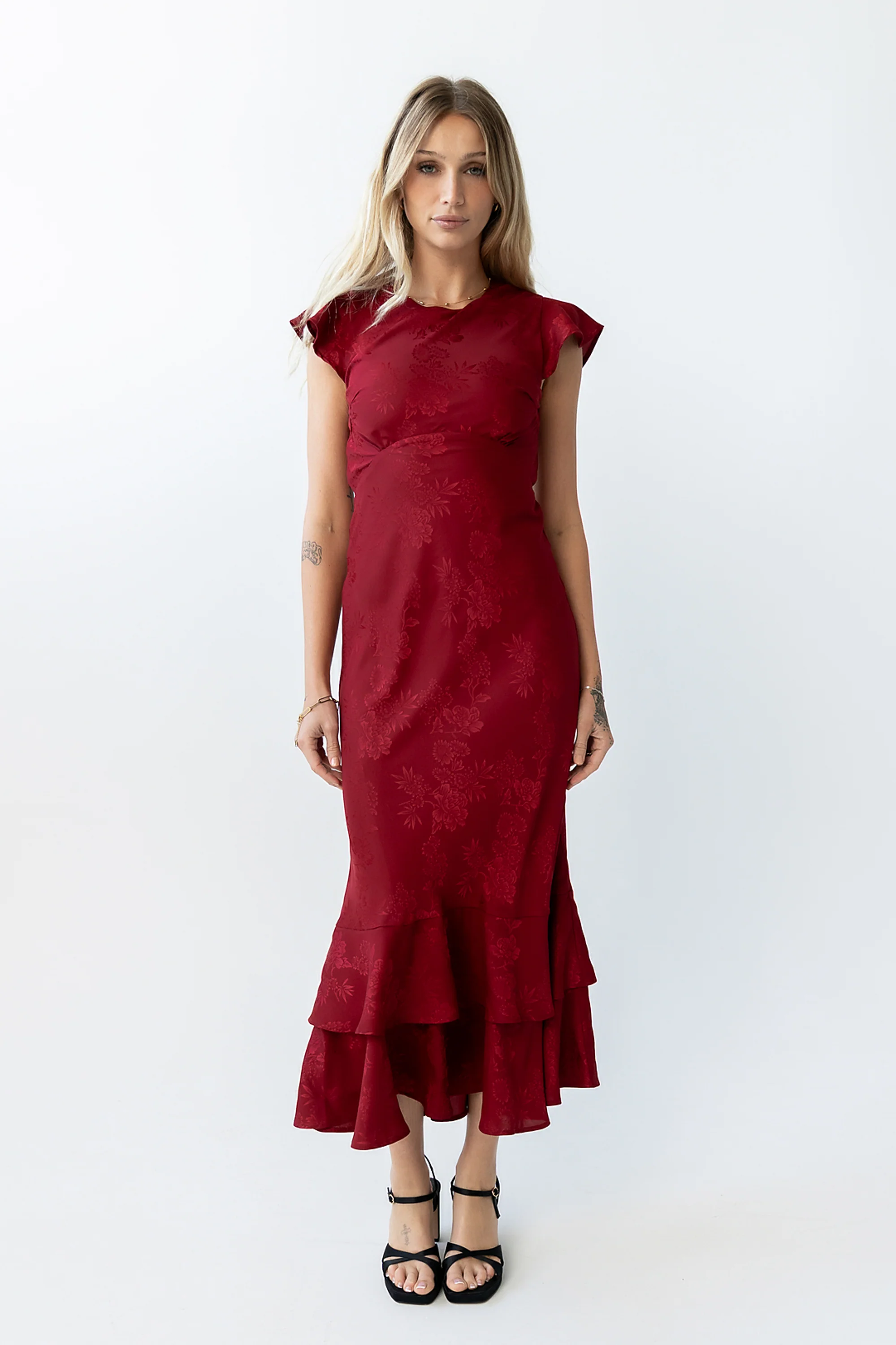Mateo Floral Maxi Dress in Red - Image 7