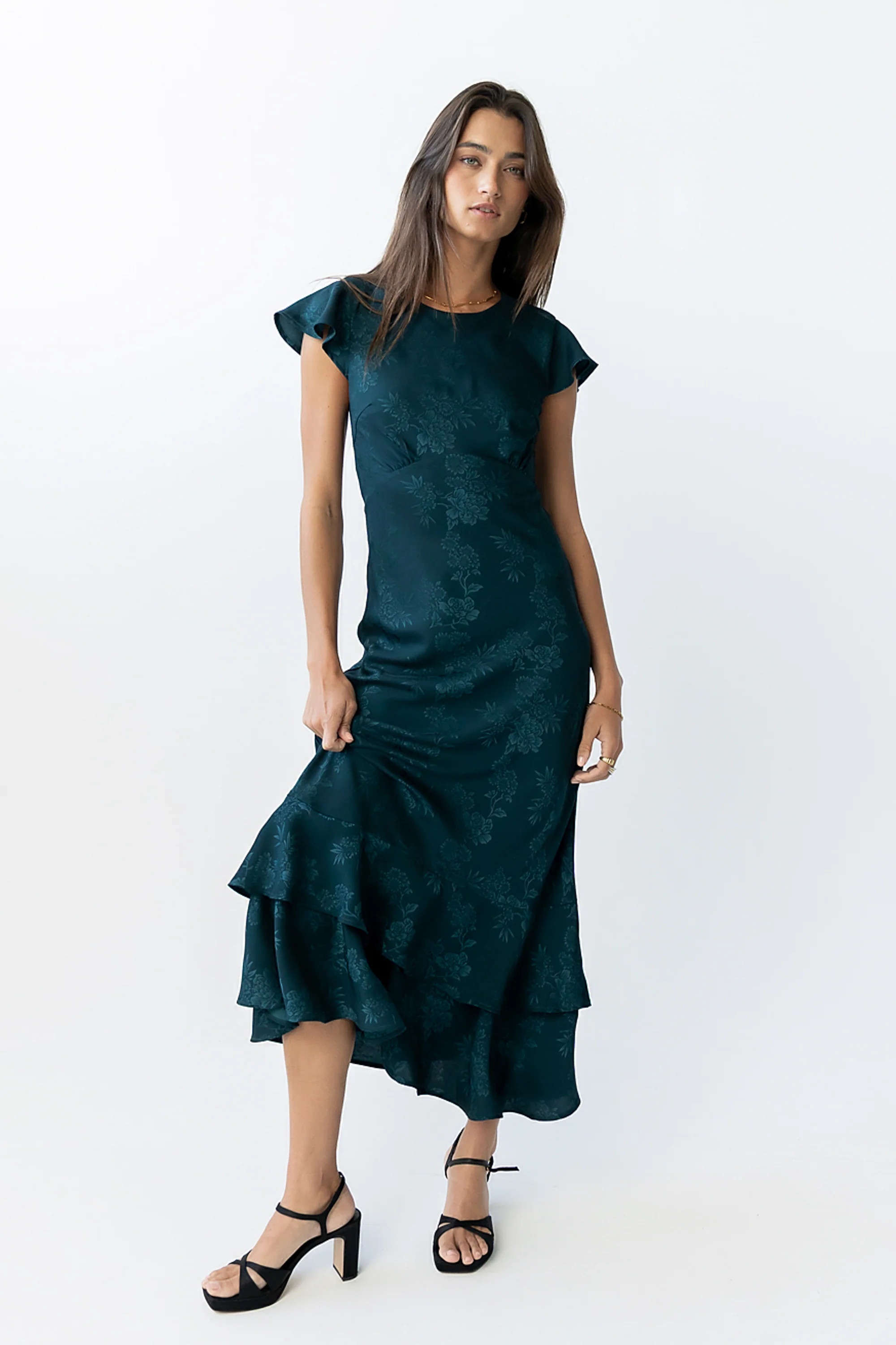 Mateo Floral Maxi Dress in Teal - Image 2