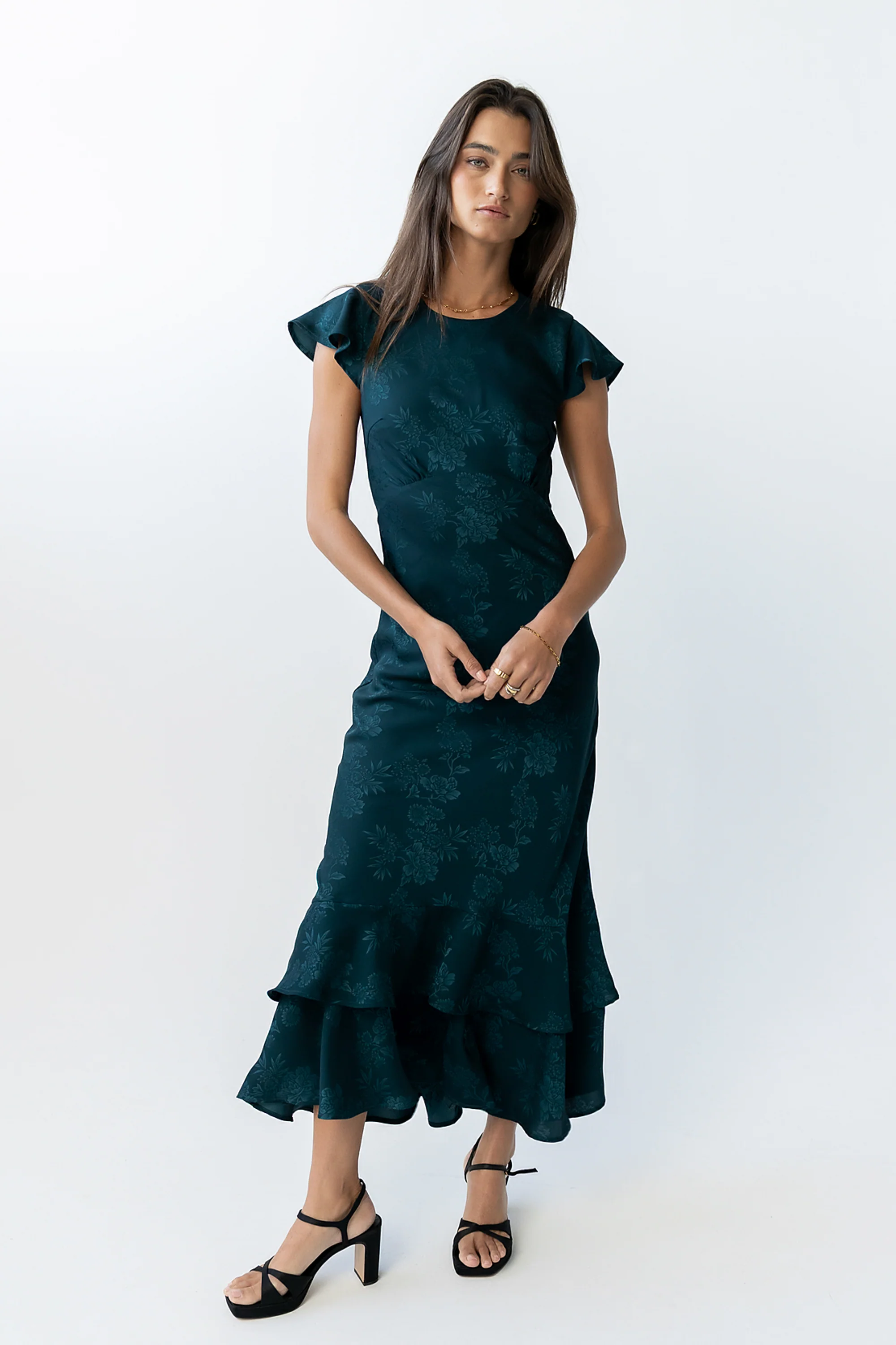 Mateo Floral Maxi Dress in Teal - Image 3