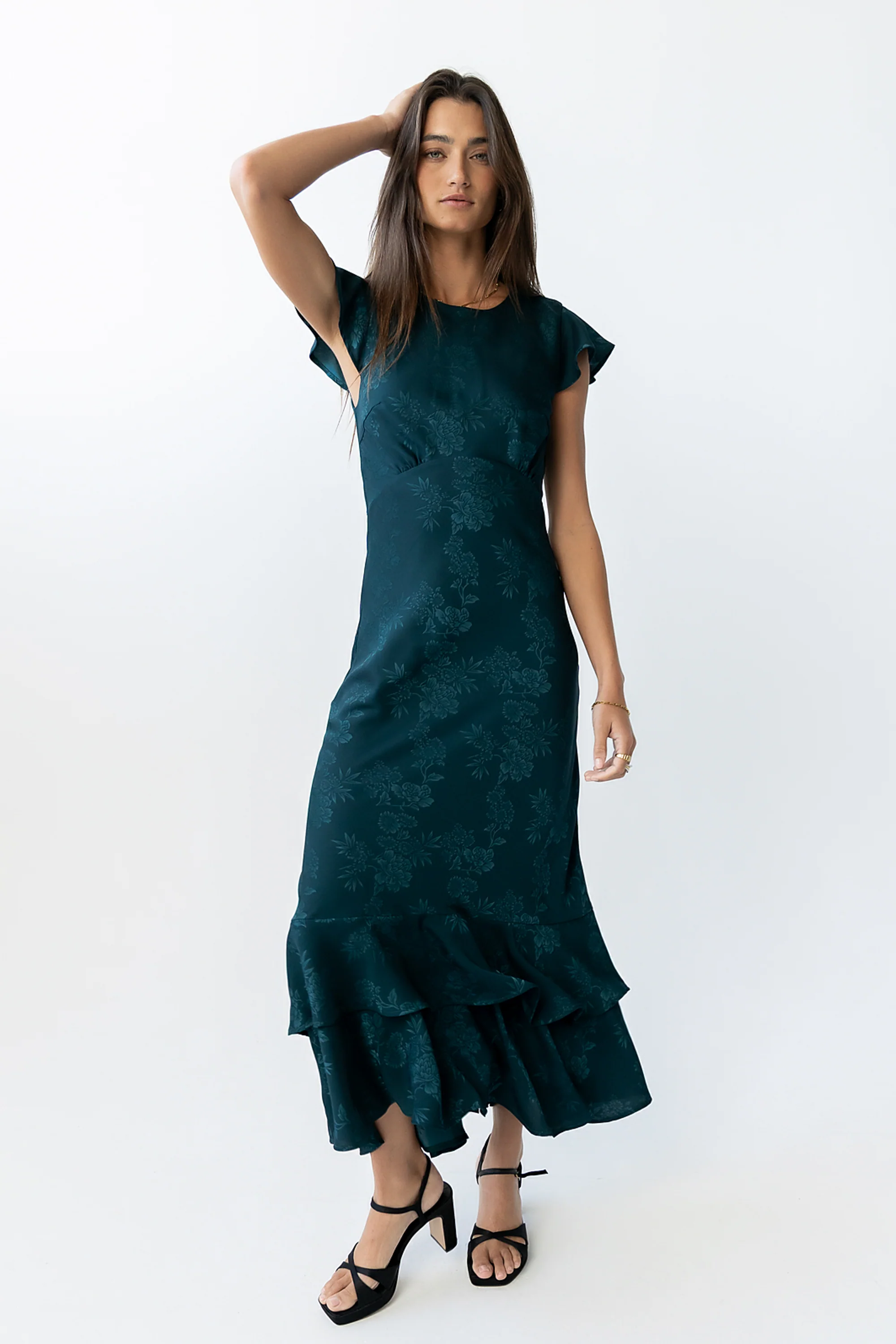Mateo Floral Maxi Dress in Teal - Image 7