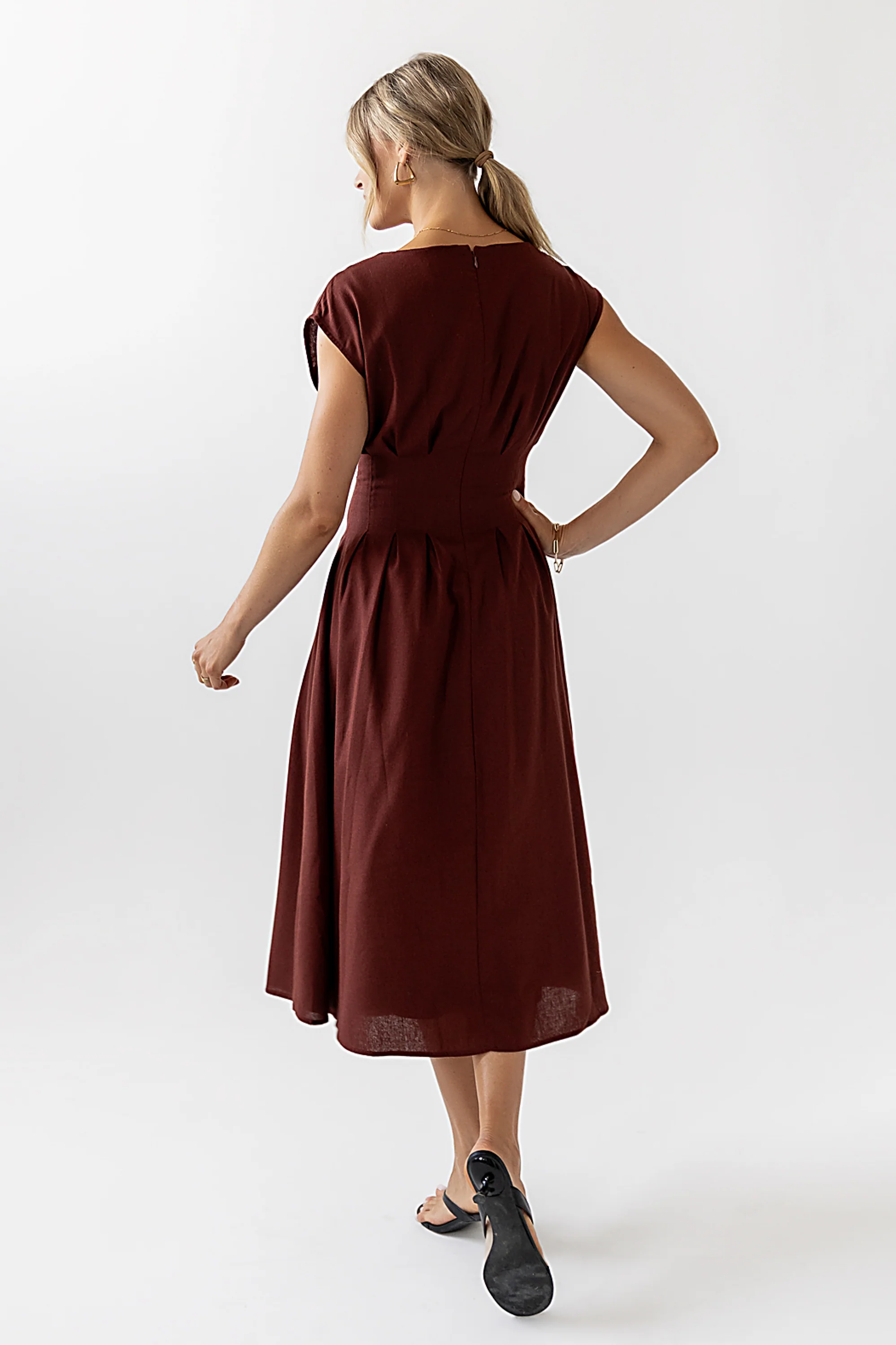 Matilda Pleated Maxi Dress in Rust - FINAL SALE - Image 2