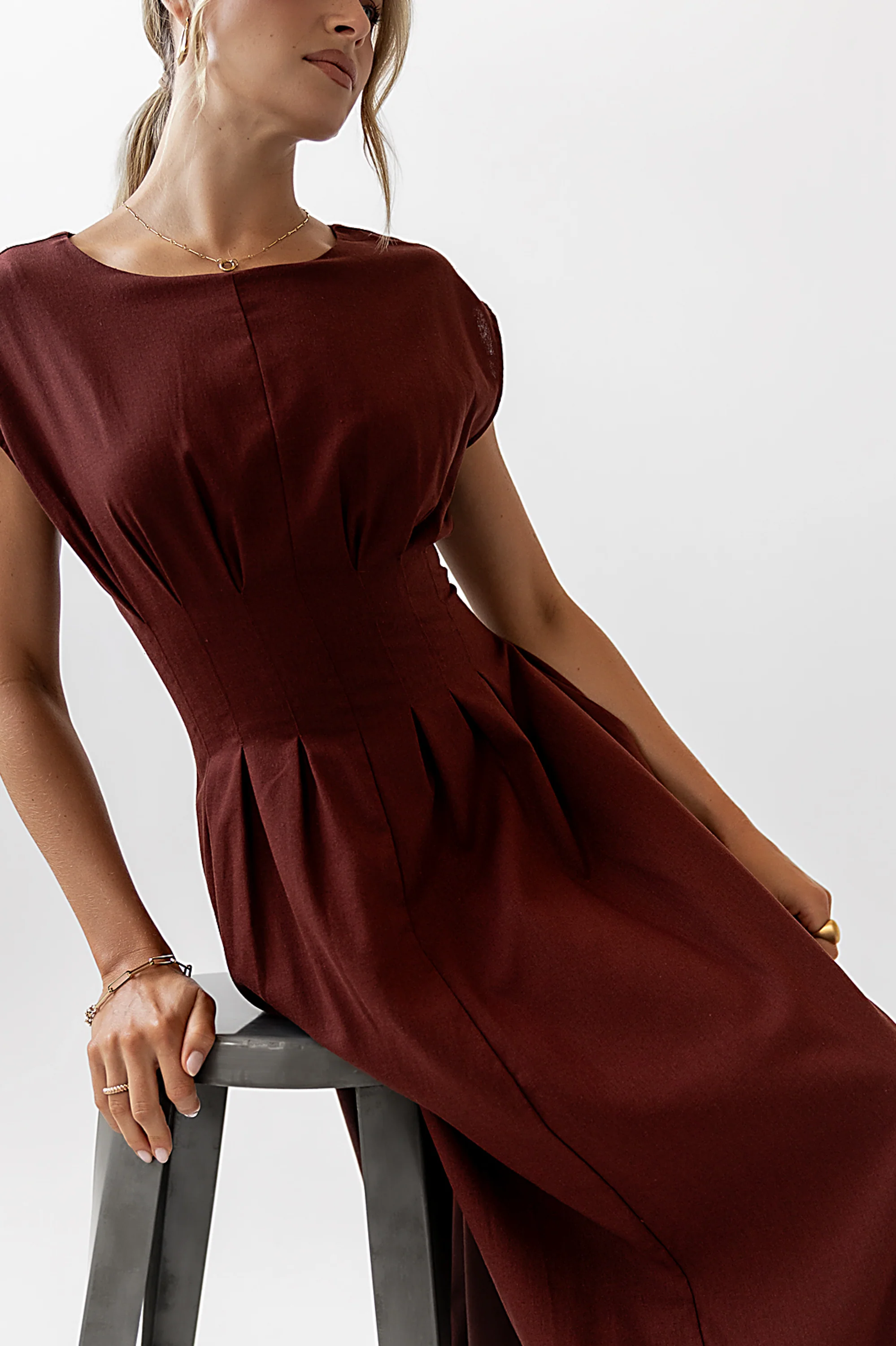 Matilda Pleated Maxi Dress in Rust - FINAL SALE - Image 3