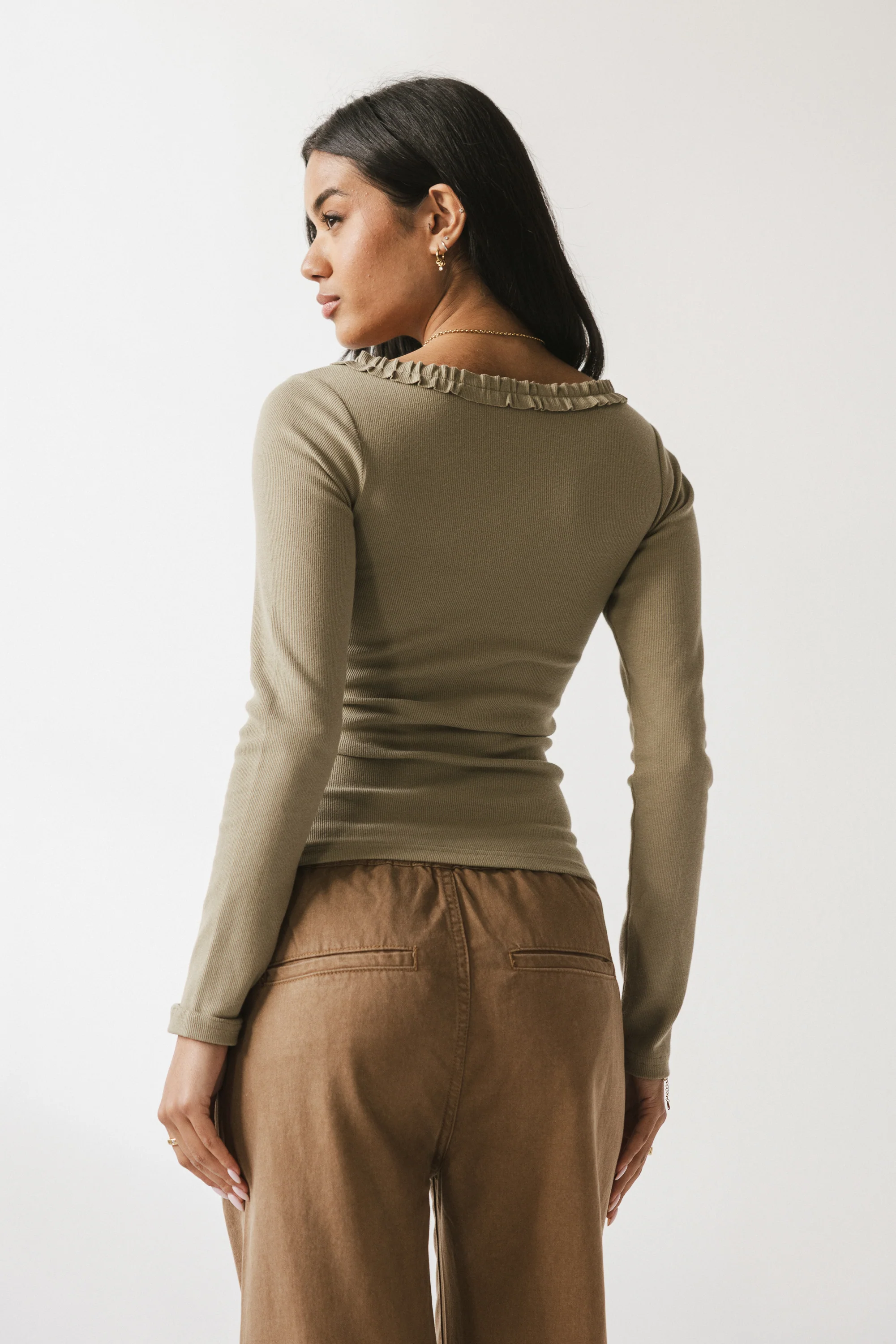 Mattie Ruffle Top in Olive - FINAL SALE - Image 3