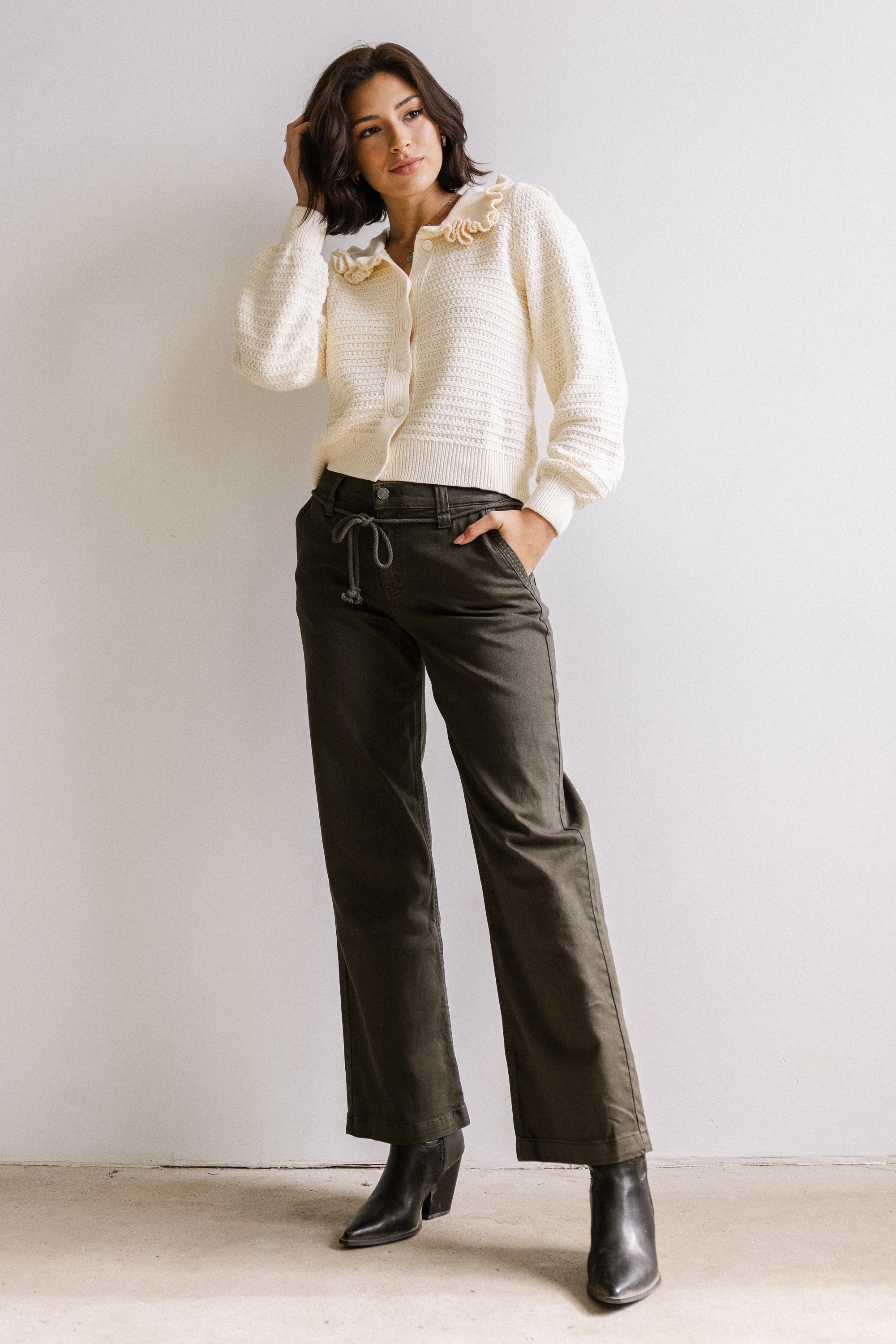 Maureen Collared Cardigan in Oatmeal - FINAL SALE - Image 6