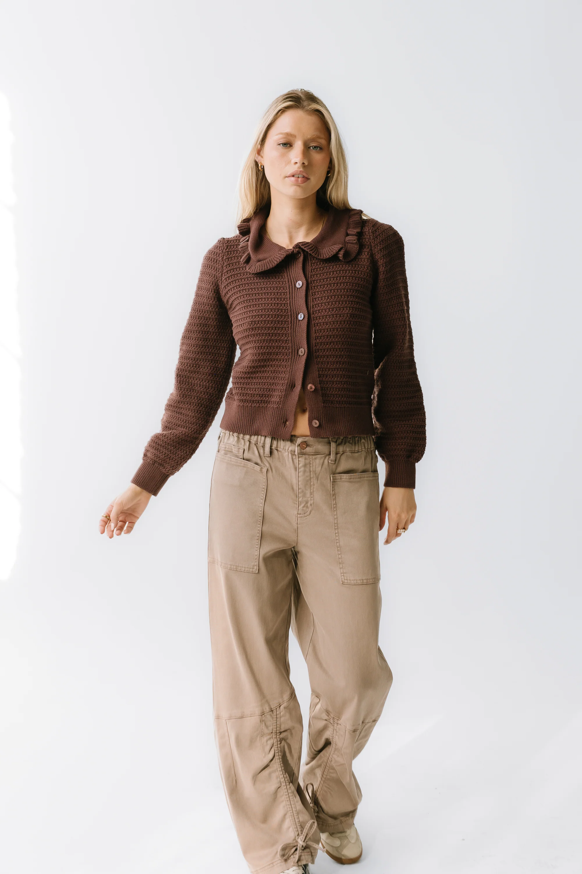 Maureen Collared Cardigan in Brown - FINAL SALE - Image 3