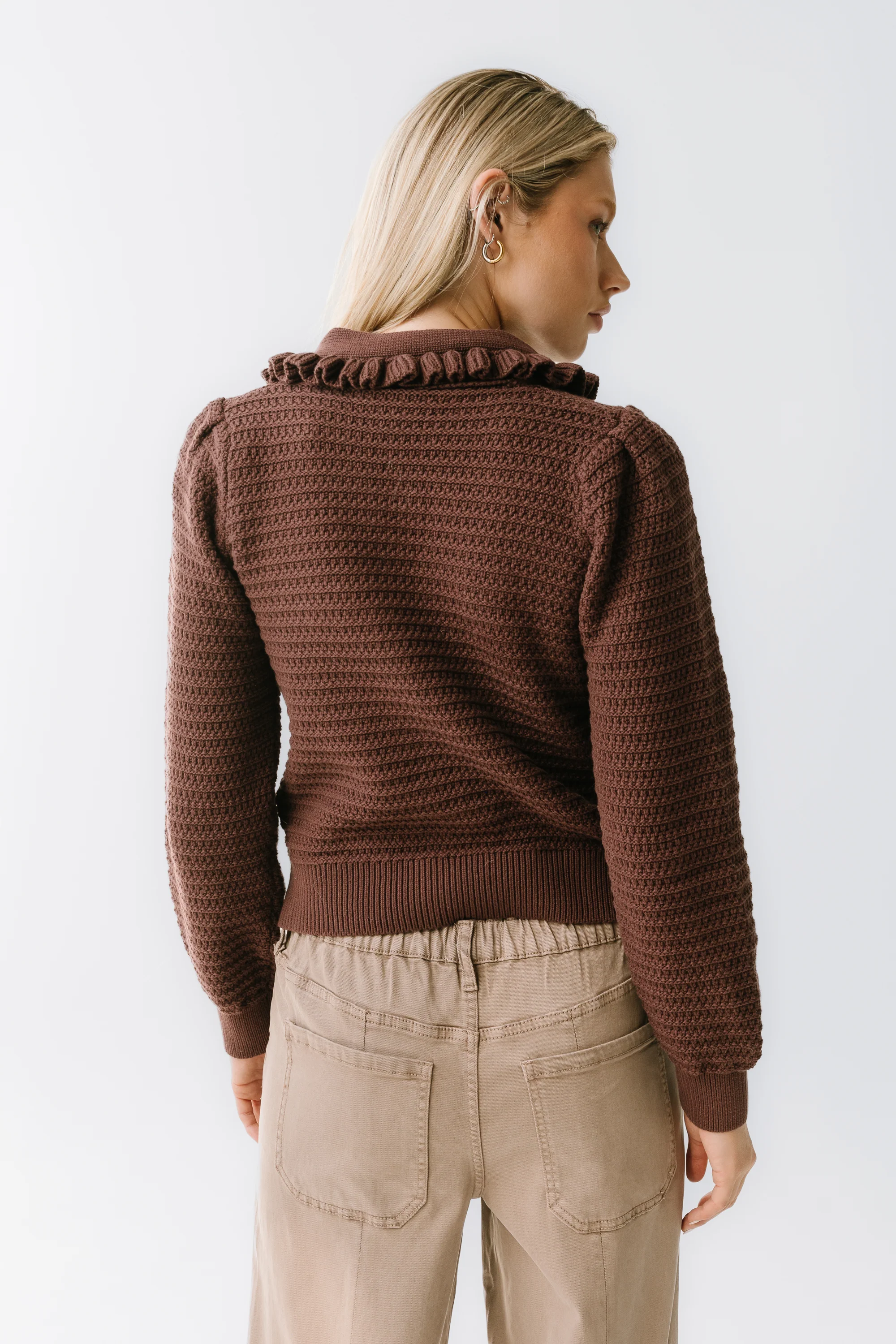 Maureen Collared Cardigan in Brown - FINAL SALE - Image 4