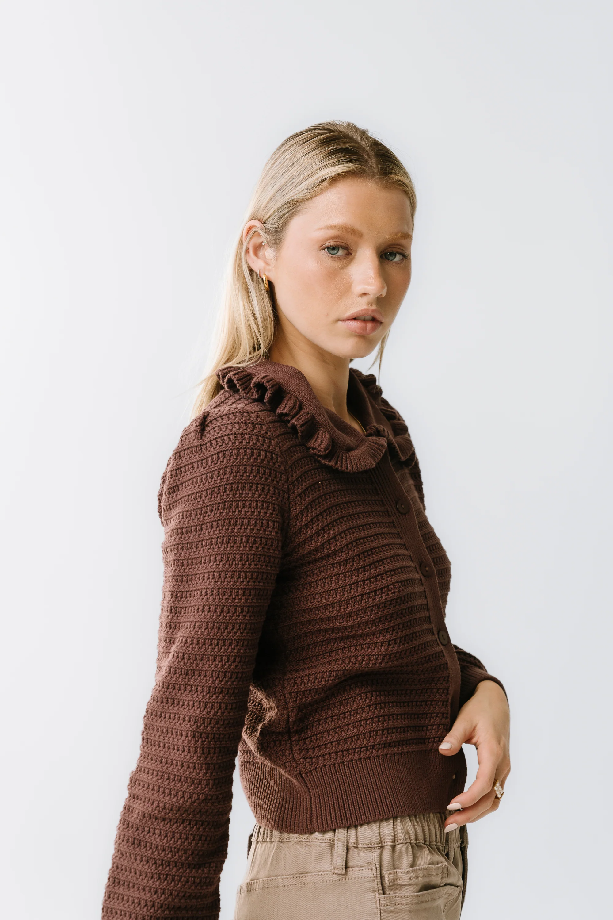 Maureen Collared Cardigan in Brown - FINAL SALE - Image 5