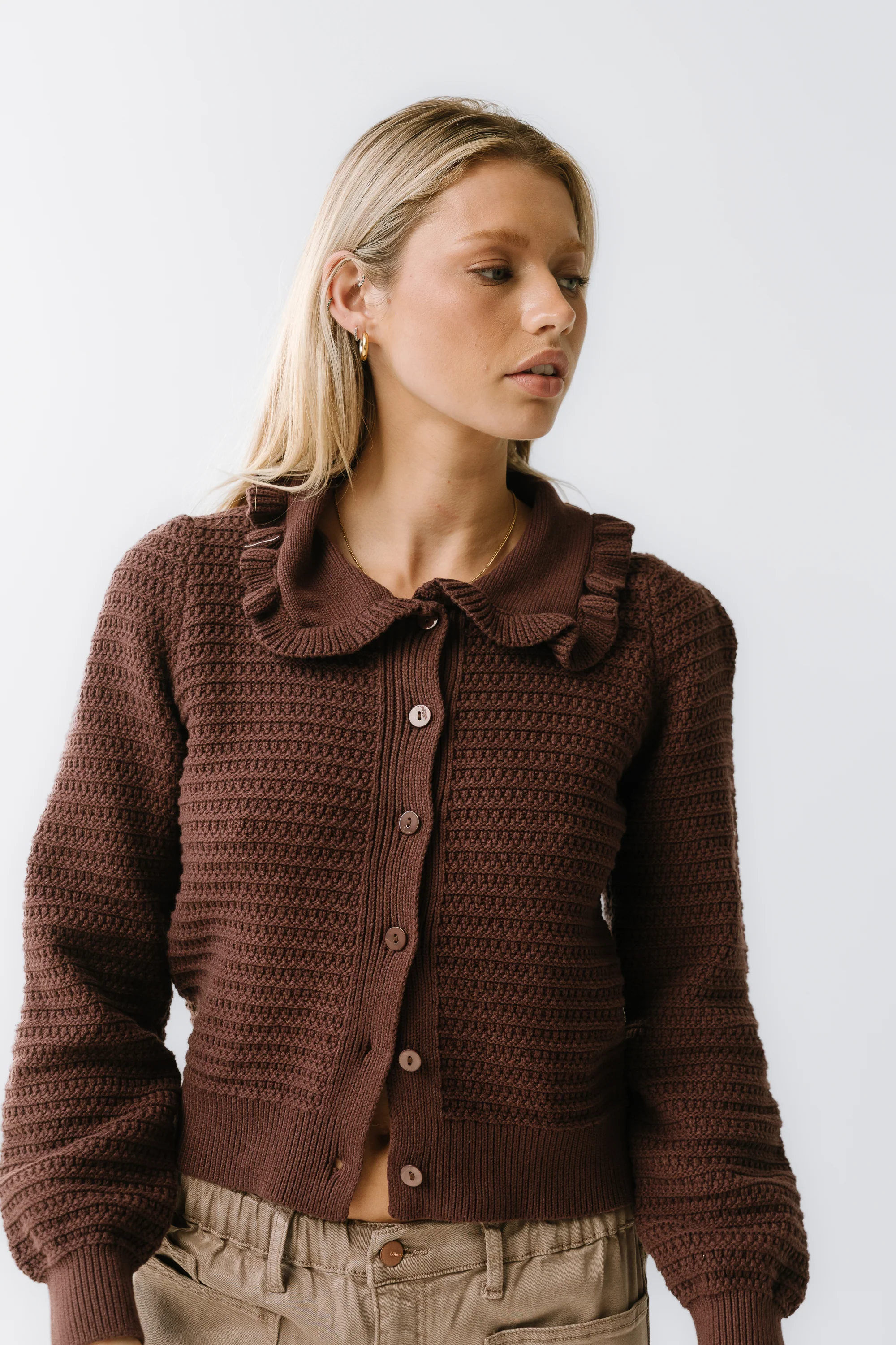 Maureen Collared Cardigan in Brown - FINAL SALE - Image 6