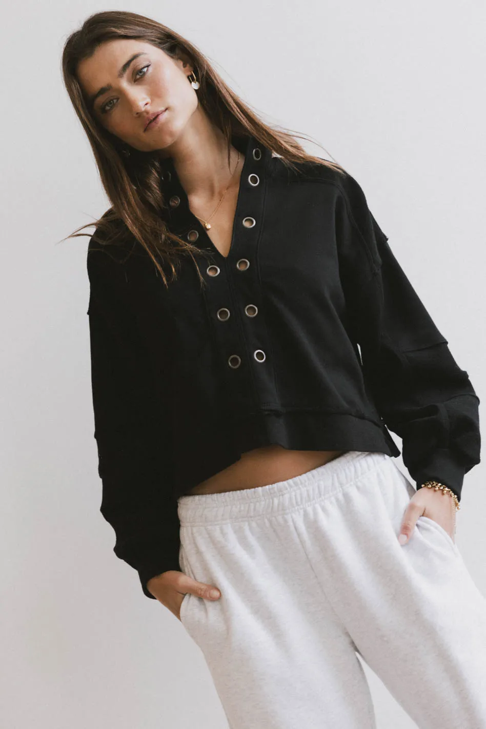 Maxfield Grommet Top in Black - FINAL SALE - Image 5