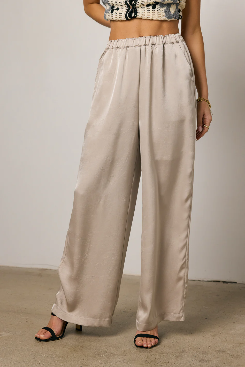 Maya Wide Leg Pants in Taupe - FINAL SALE - Image 2