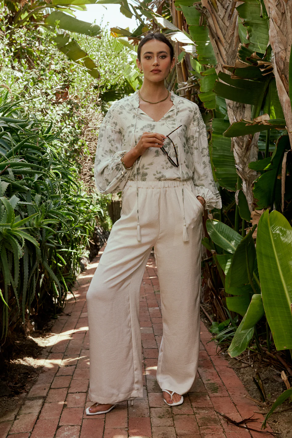 Maya Wide Leg Pants in Ecru - FINAL SALE - Image 2