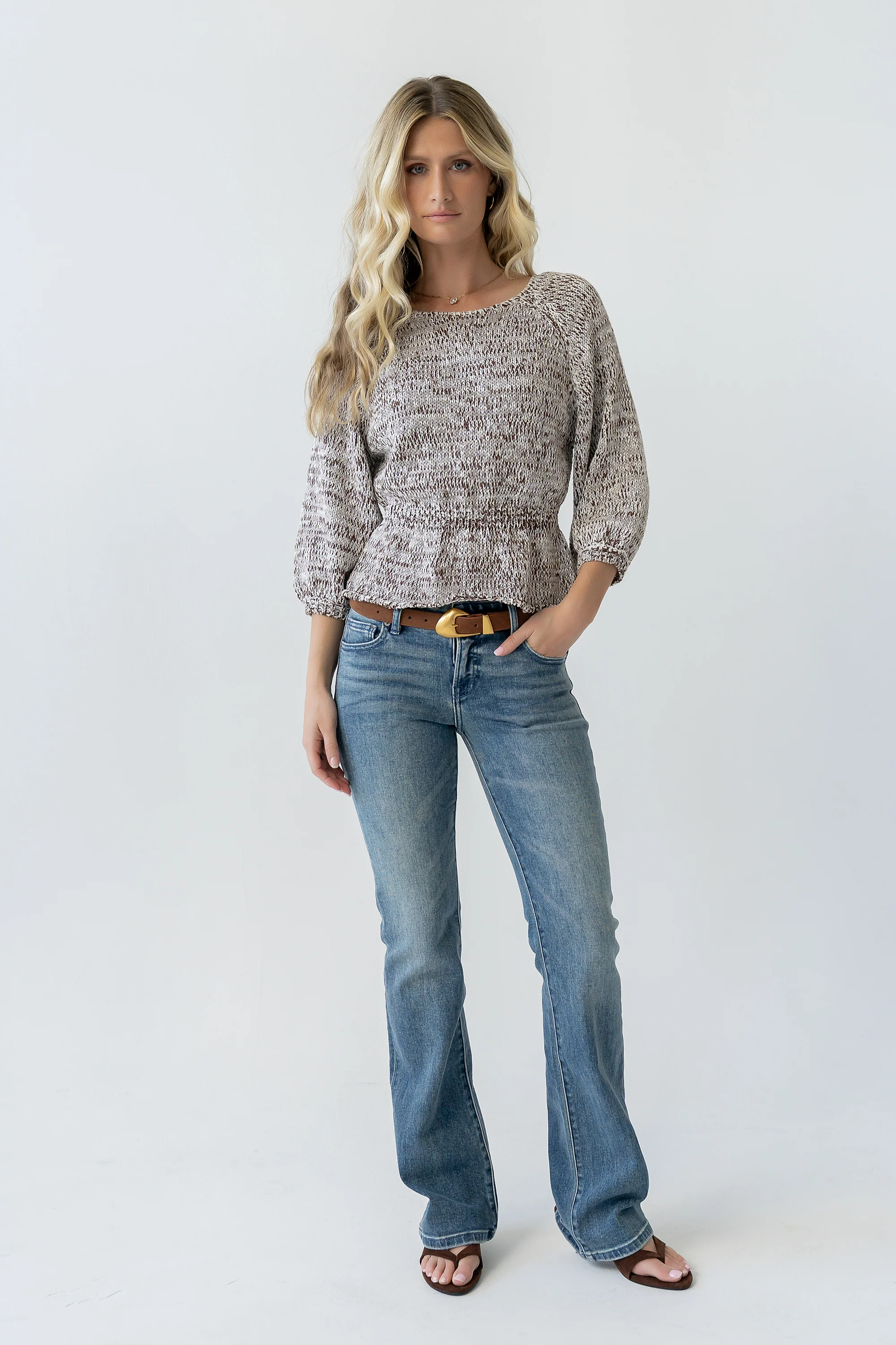 Maycie Two-Toned Sweater in Brown - Image 5