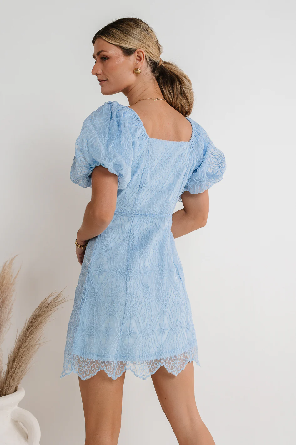 Maye Lace Mini Dress in Blue - FINAL SALE - Image 5