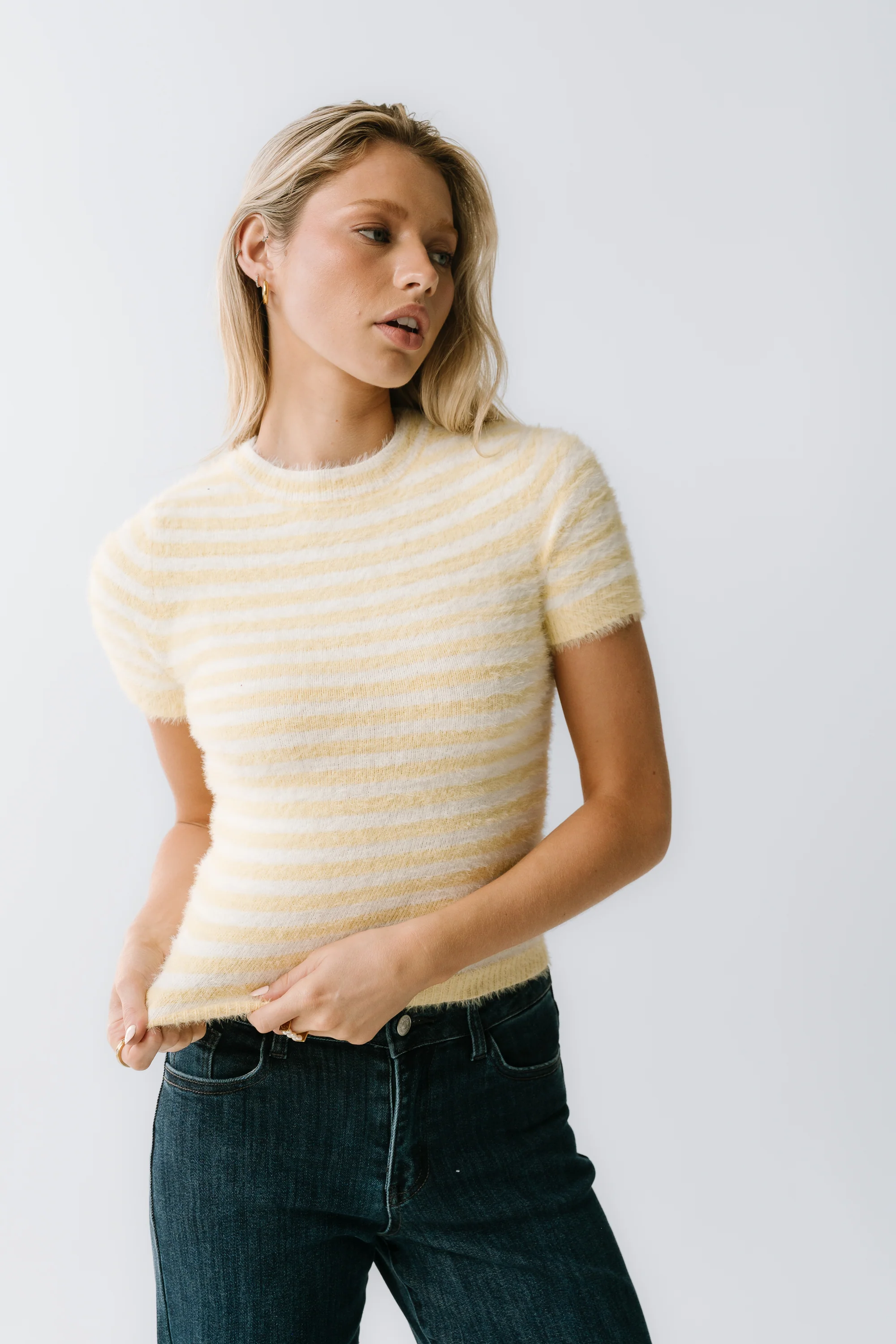 Mazie Fuzzy Sweater in Yellow - Image 2
