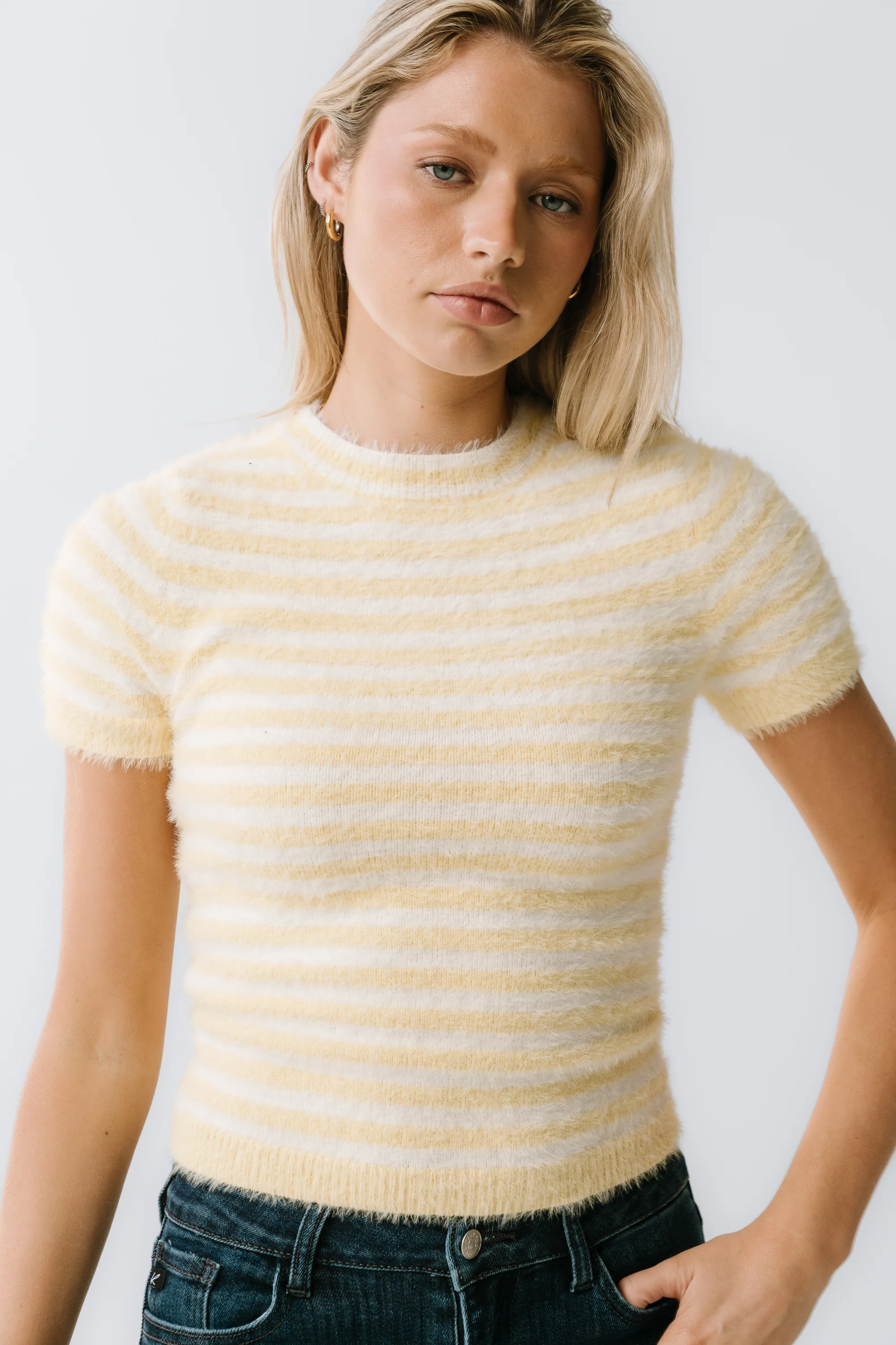 Mazie Fuzzy Sweater in Yellow - Image 4