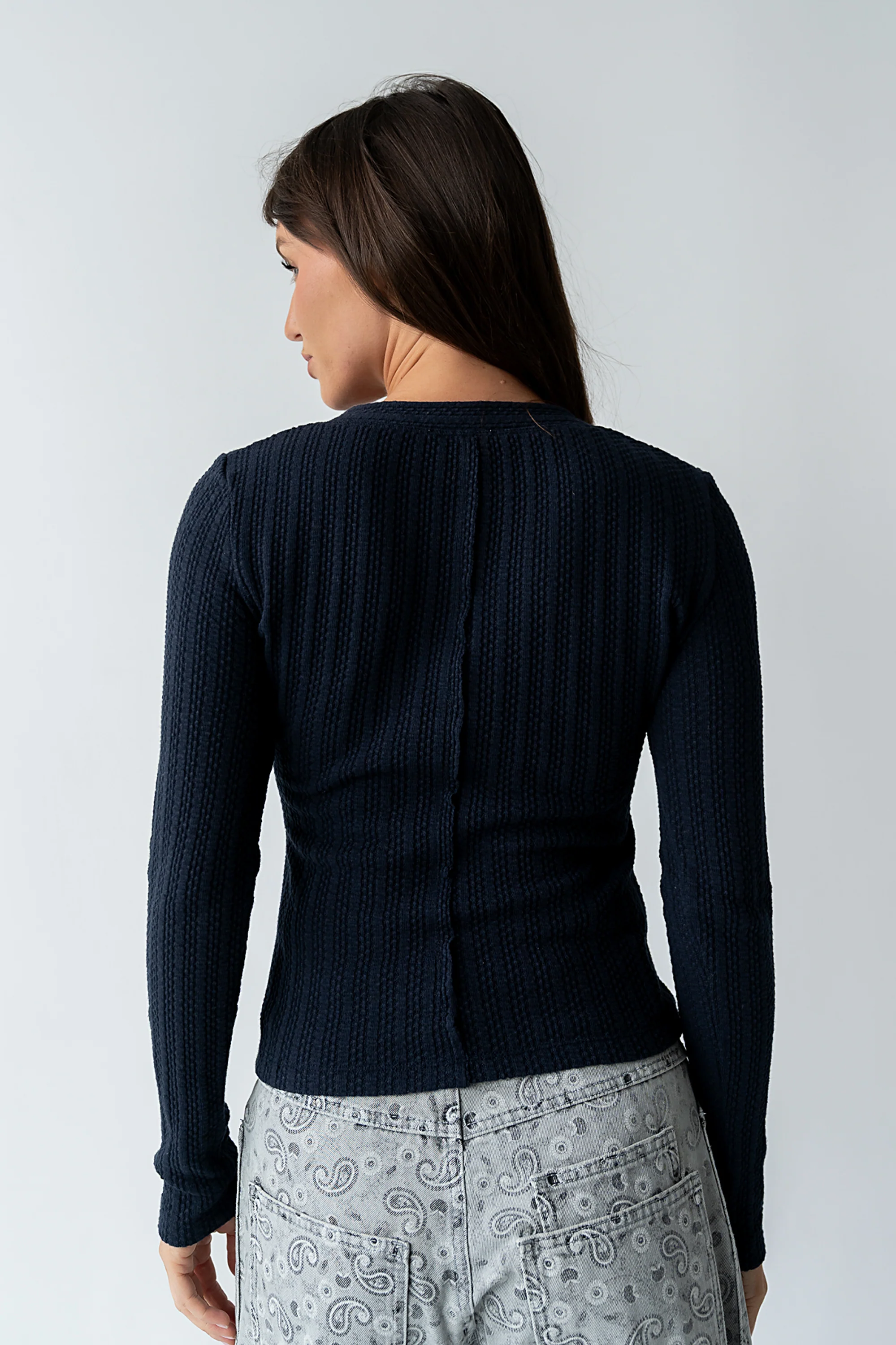 Mckayla Textured Top in Navy - Image 3